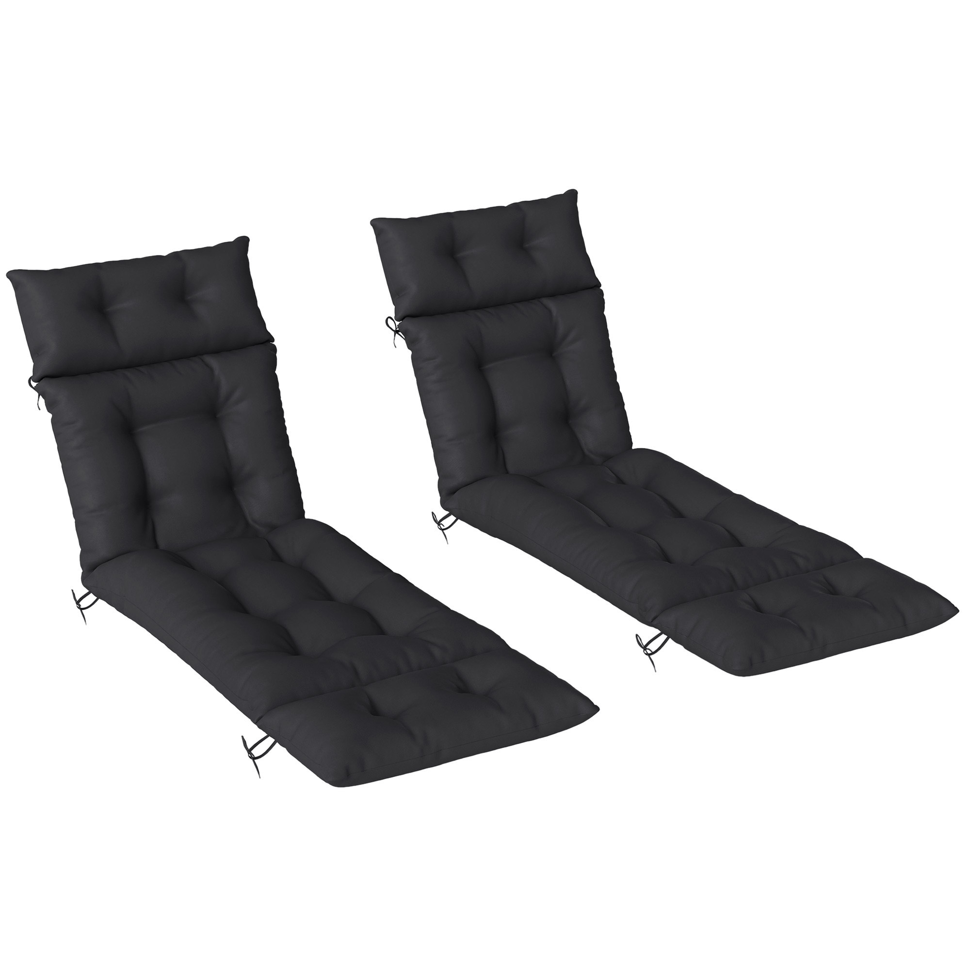 Chedene Black PP Foam Sun Lounger Cushions Set of 2 - 56cm