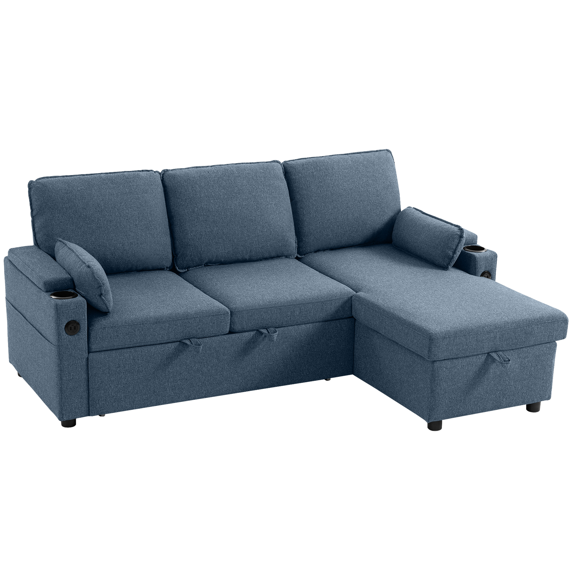 Stawold Metal Corner Sofa Bed with Storage - Blue