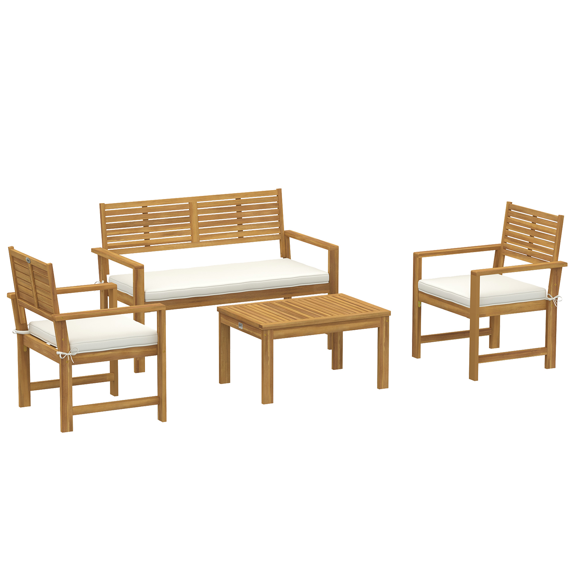 Wincarr Wood 4 Seater Sofa Set - White