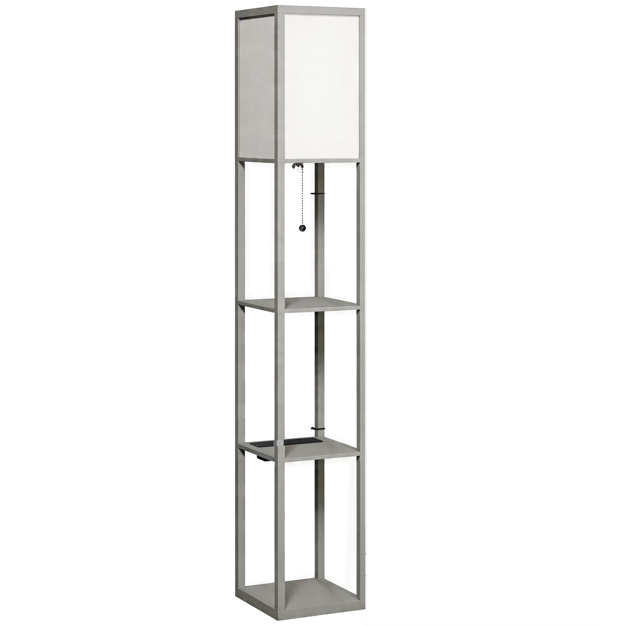 Brothor Grey Floor Lamp with Shelves - 26cm