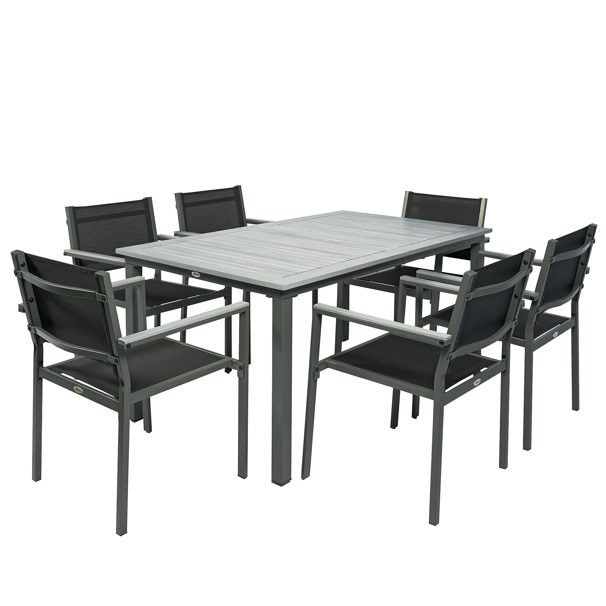 Valier Grey Wood 6 Seater Dining Set - 90cm