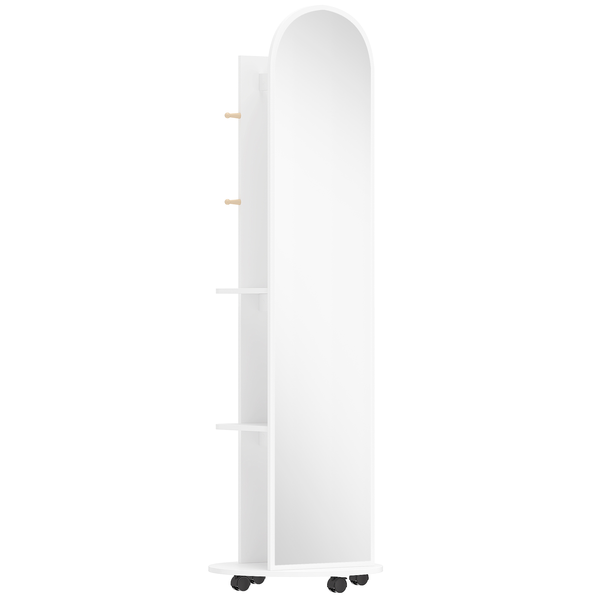 Checarr White Coat Rack with Full Length Mirror - 50cm