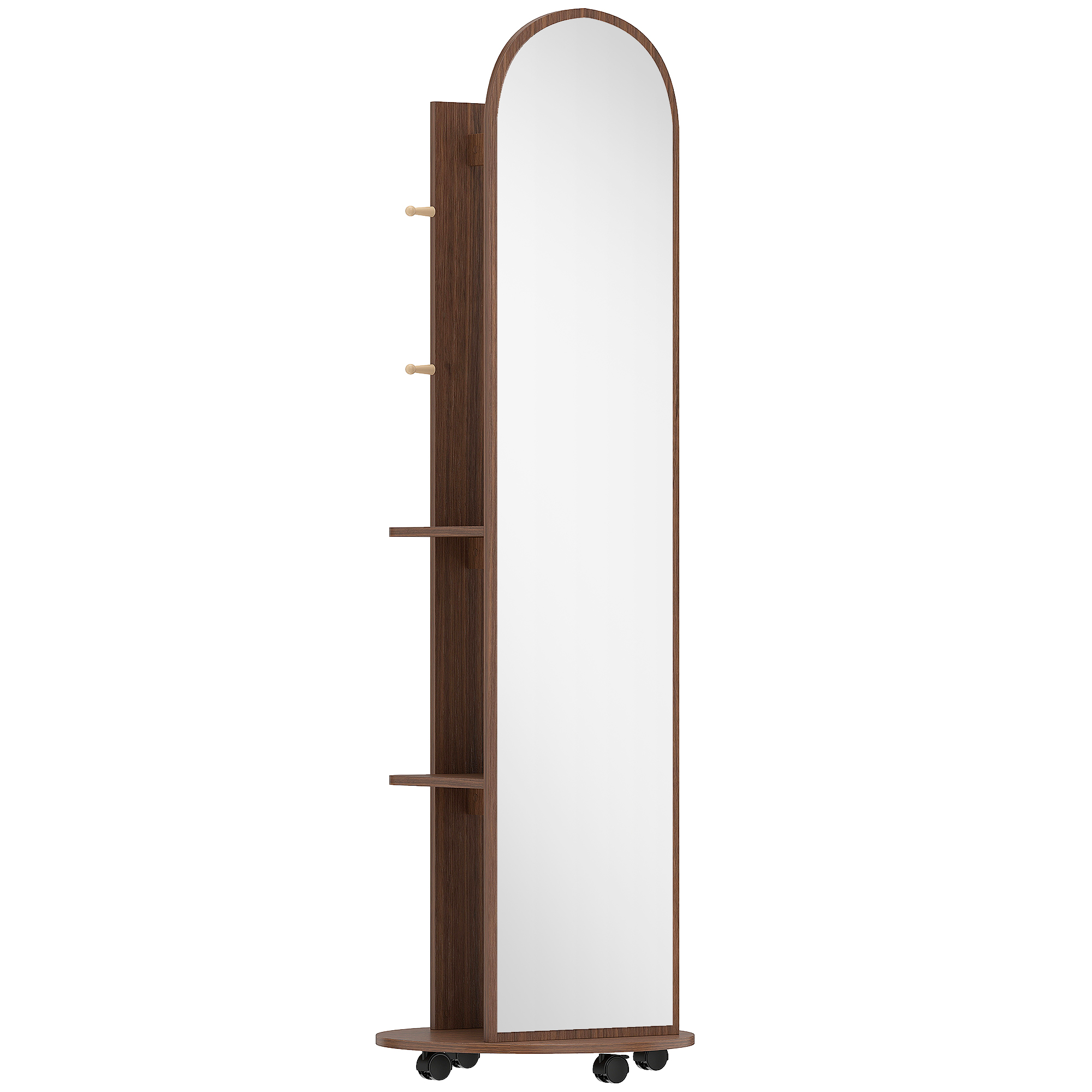 Checarr Brown Coat Rack with Full Length Mirror - 50cm