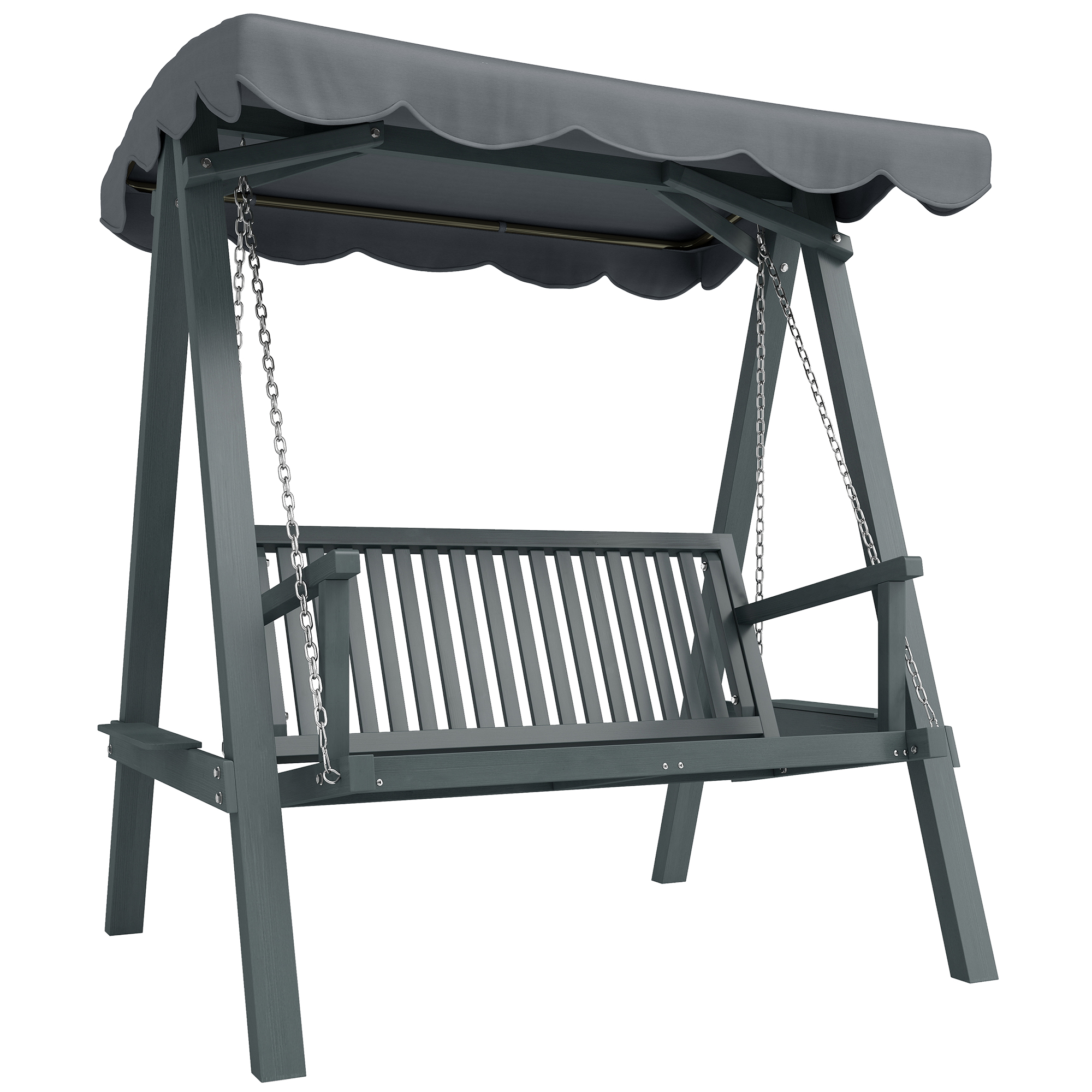 Grey Metal 2 Seat Canopy Swing Chair - 133cm