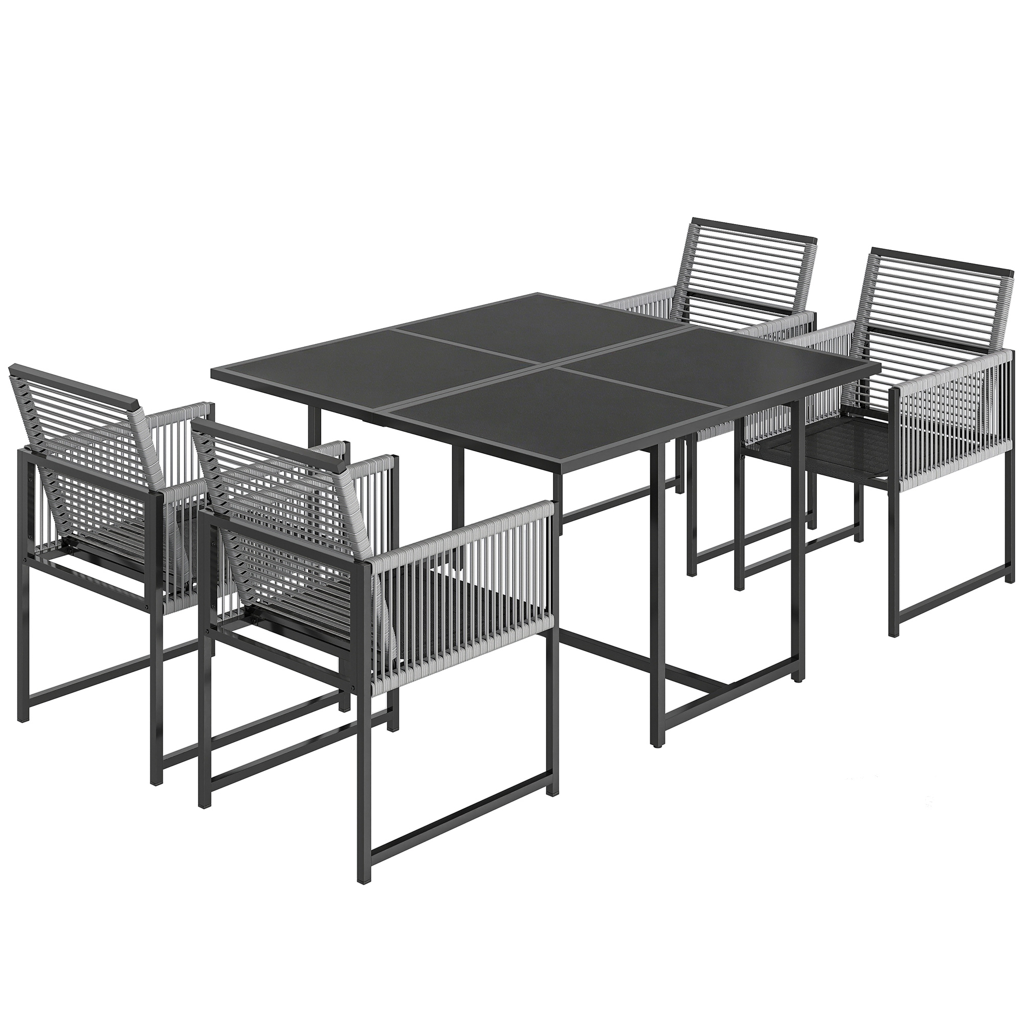 Valwick Light Grey Tempered Glass 4 Seater Dining Set - 120cm