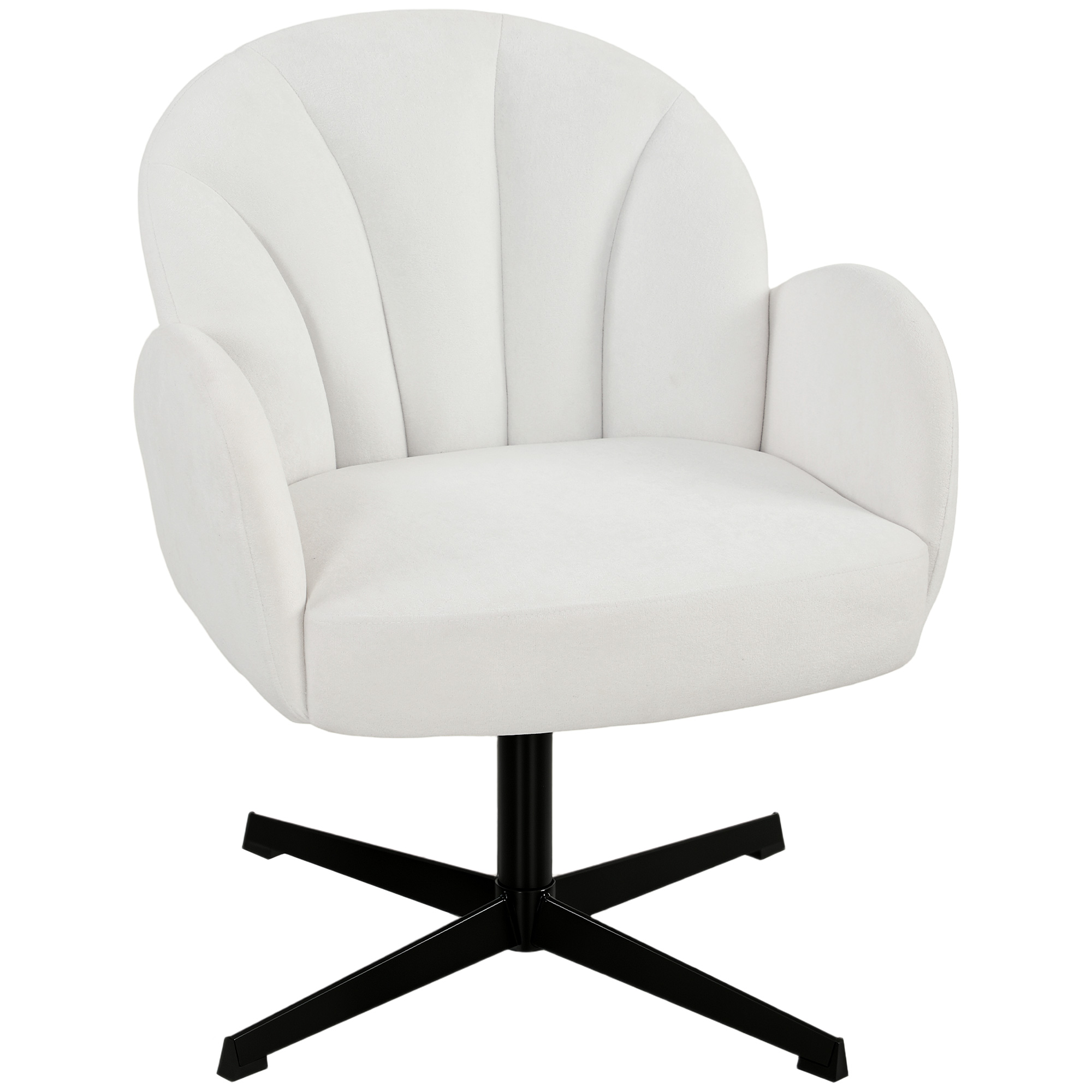Dalvale Velvet Swivel Chair - Cream White