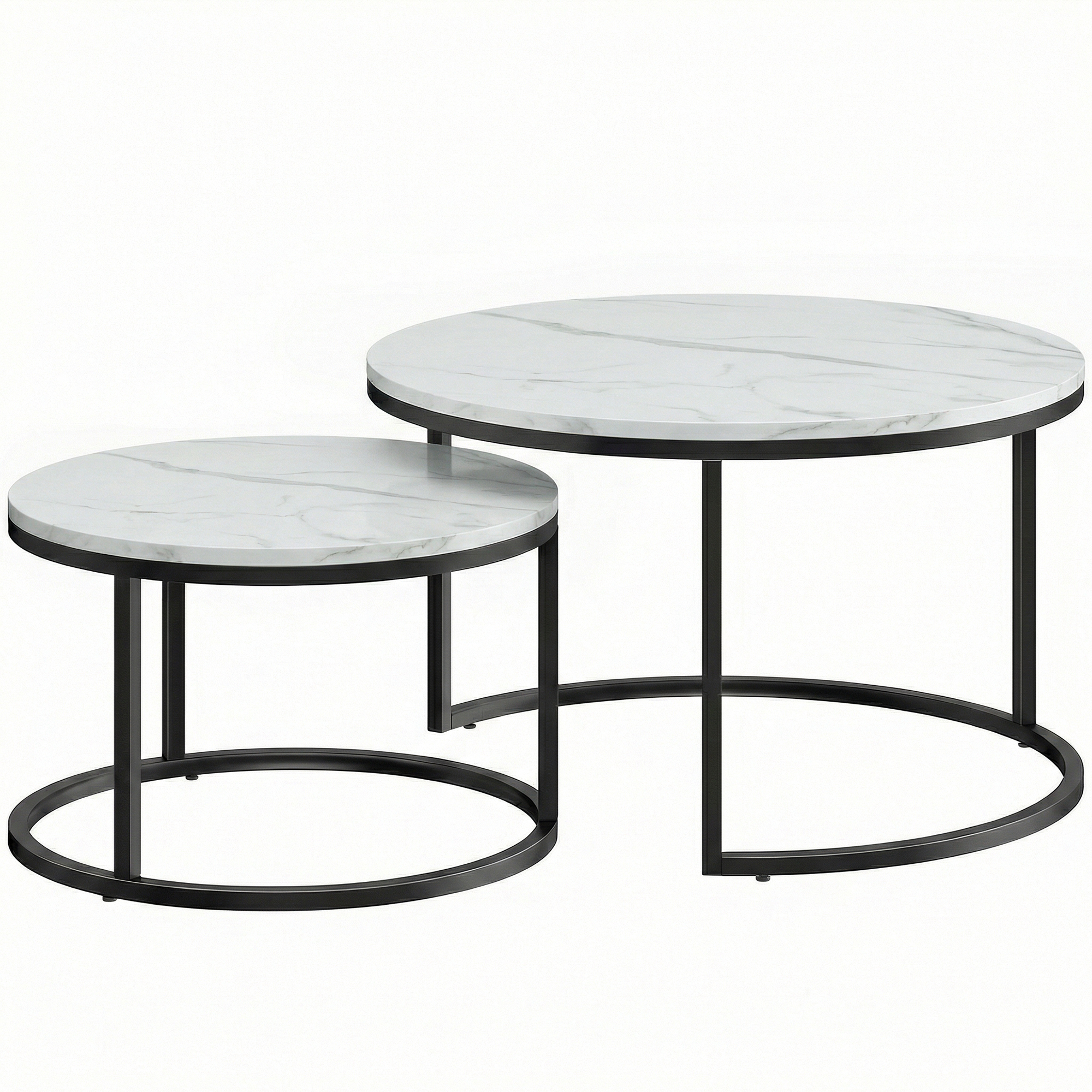 Yorloft Marble White Coffee Table Set of 2 - 78.5cm