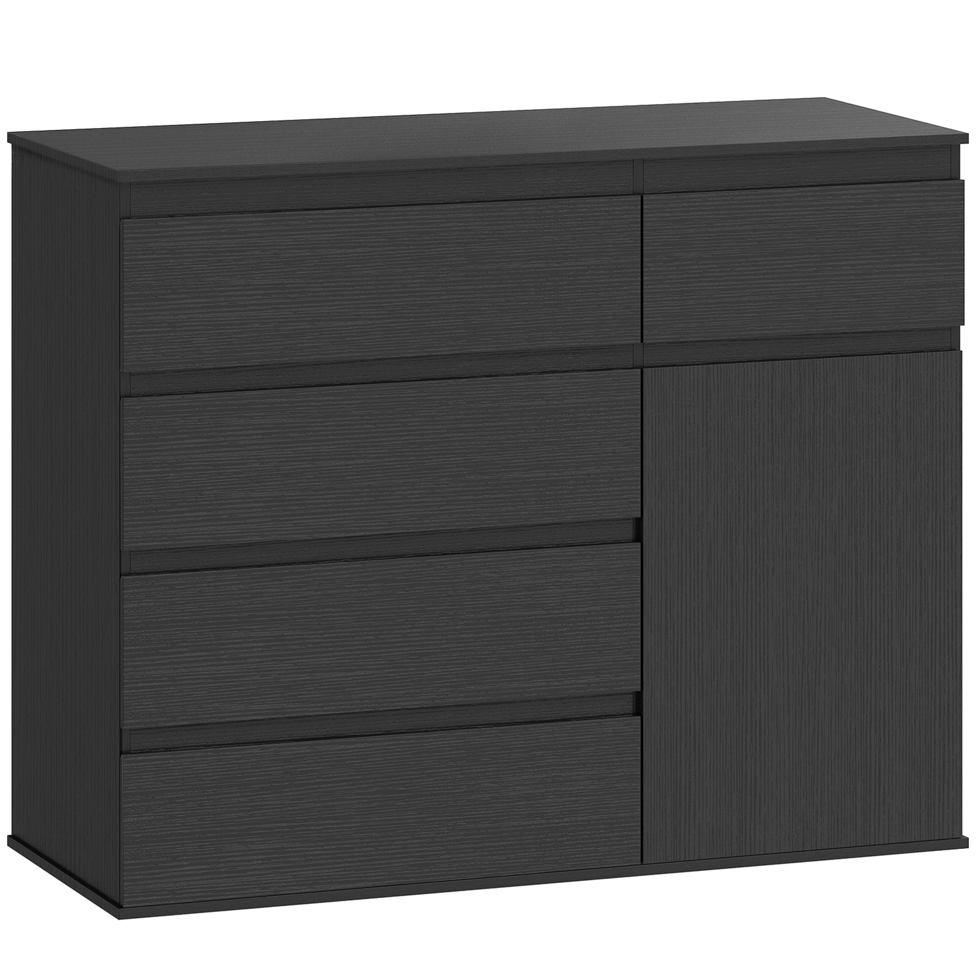 Elmbyrn Sideboard 5 Drawer with Adjustable Shelf - Black