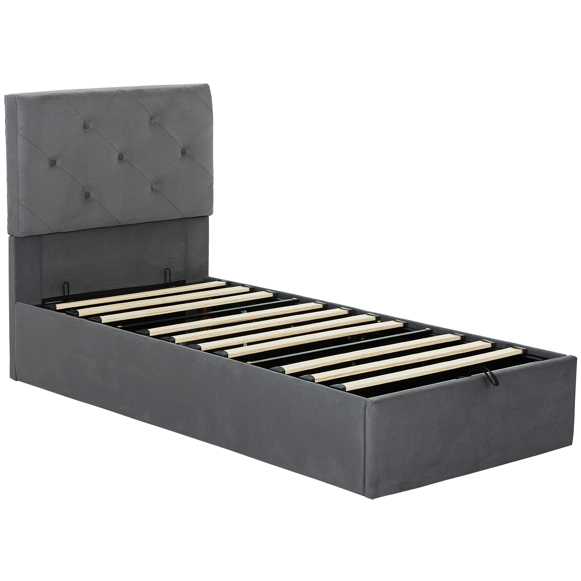 Dorwick Single Ottoman Storage Velvet Bedframe - Dark Grey