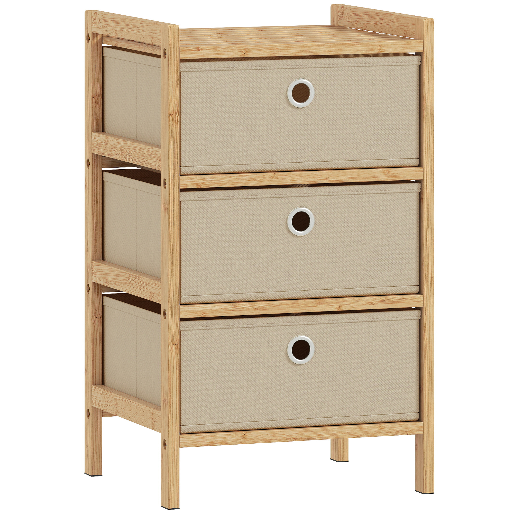 Elmmoor Cream White Fabric Chest of Drawers - Small-sized, 3 Drawers