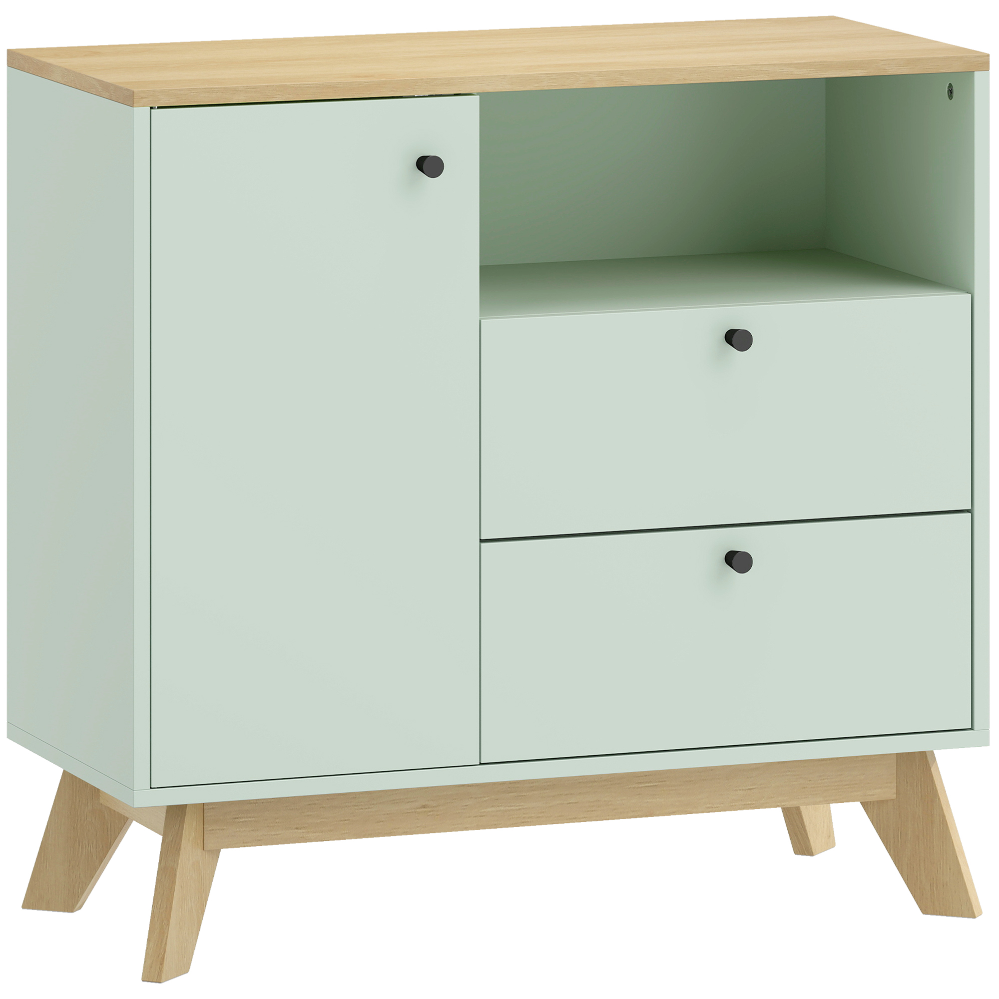 Kenar Light Green Sideboard with 2 Drawers - 80cm