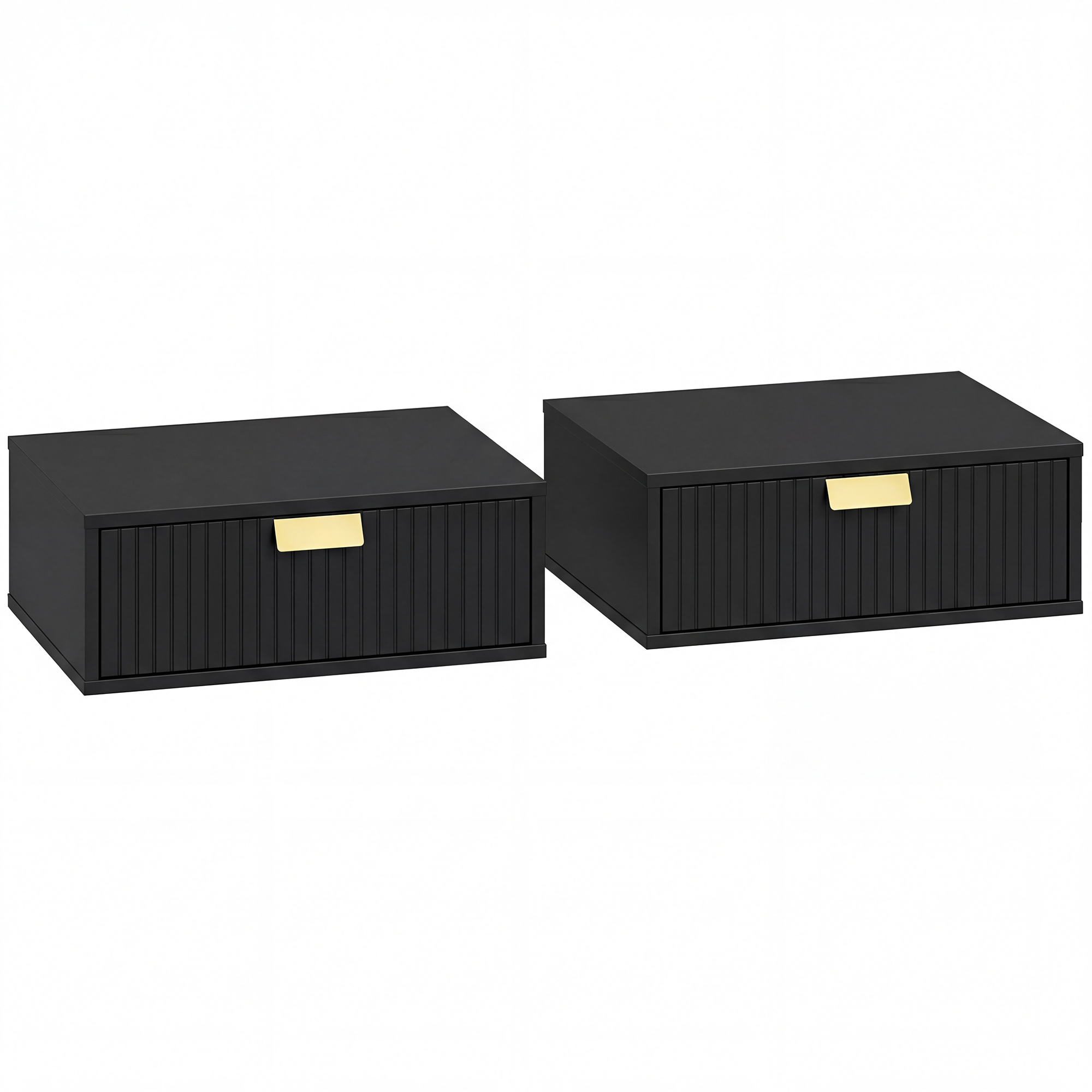 Oakwood Black Bedside Table Set of 2 - 40cm
