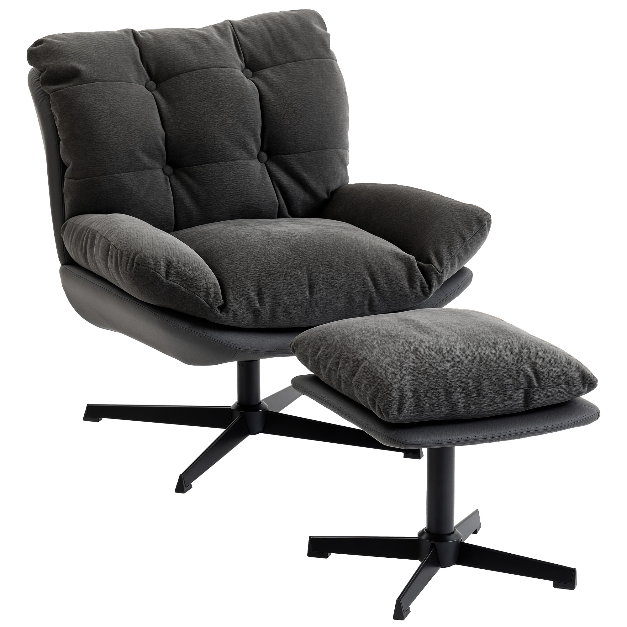Belant Pu Leather Swivel Chair - Dark Grey