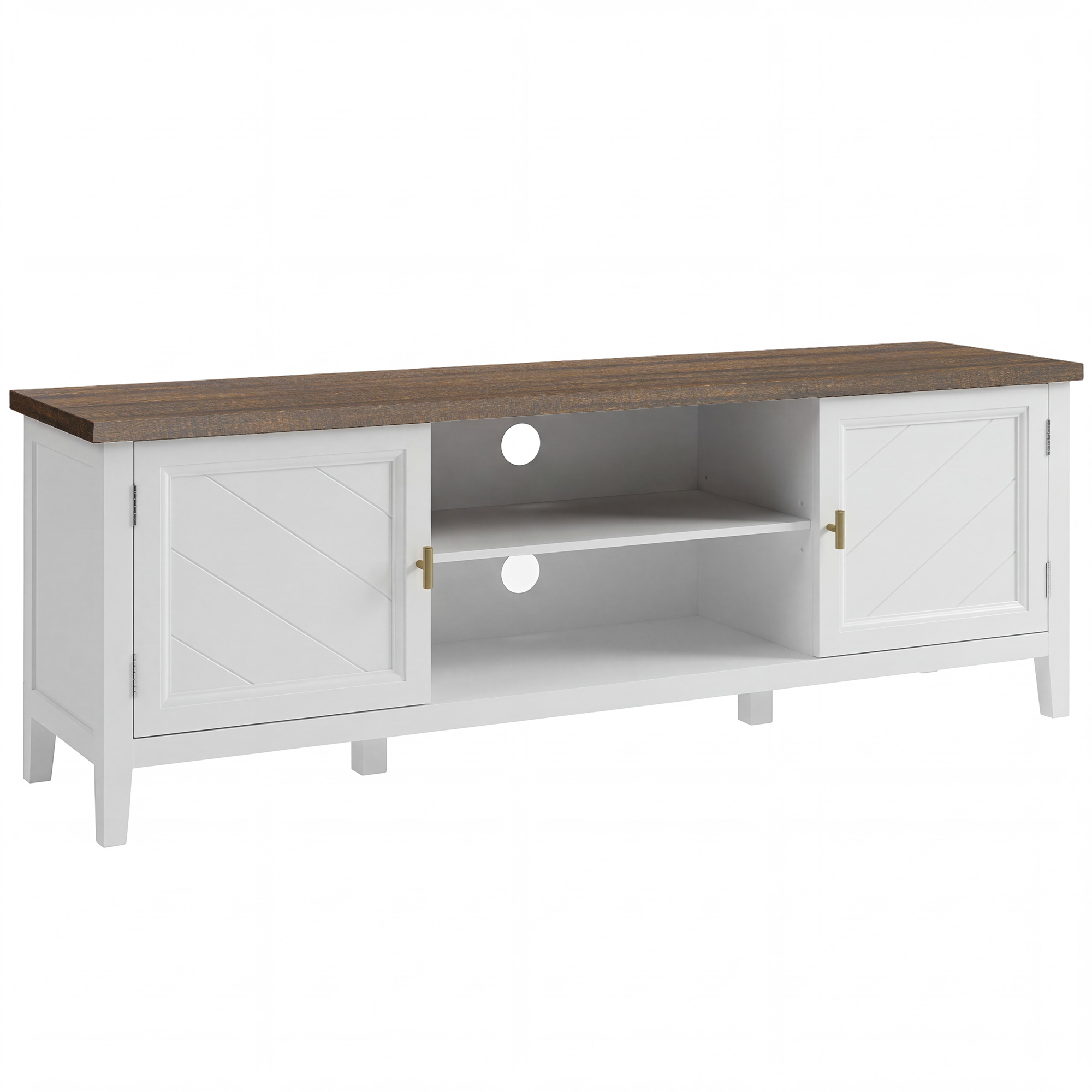 Jarar White TV Unit with 2 Open Shelves - 106cm