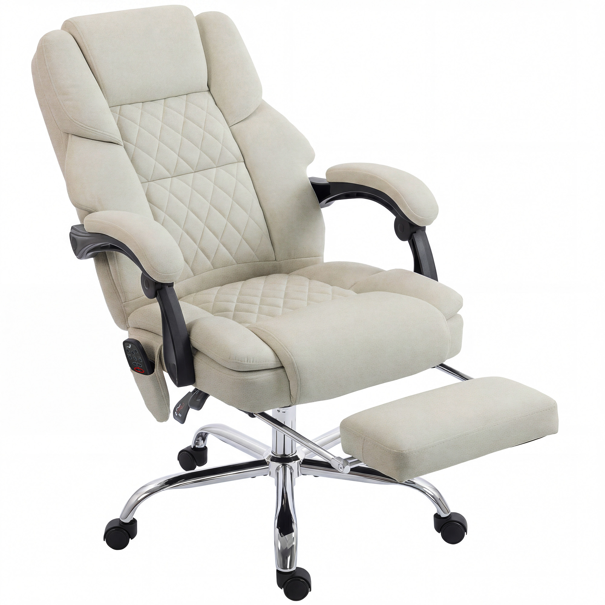 Camglen Cream White Velvet Vibration Massage Office Chair - 67cm