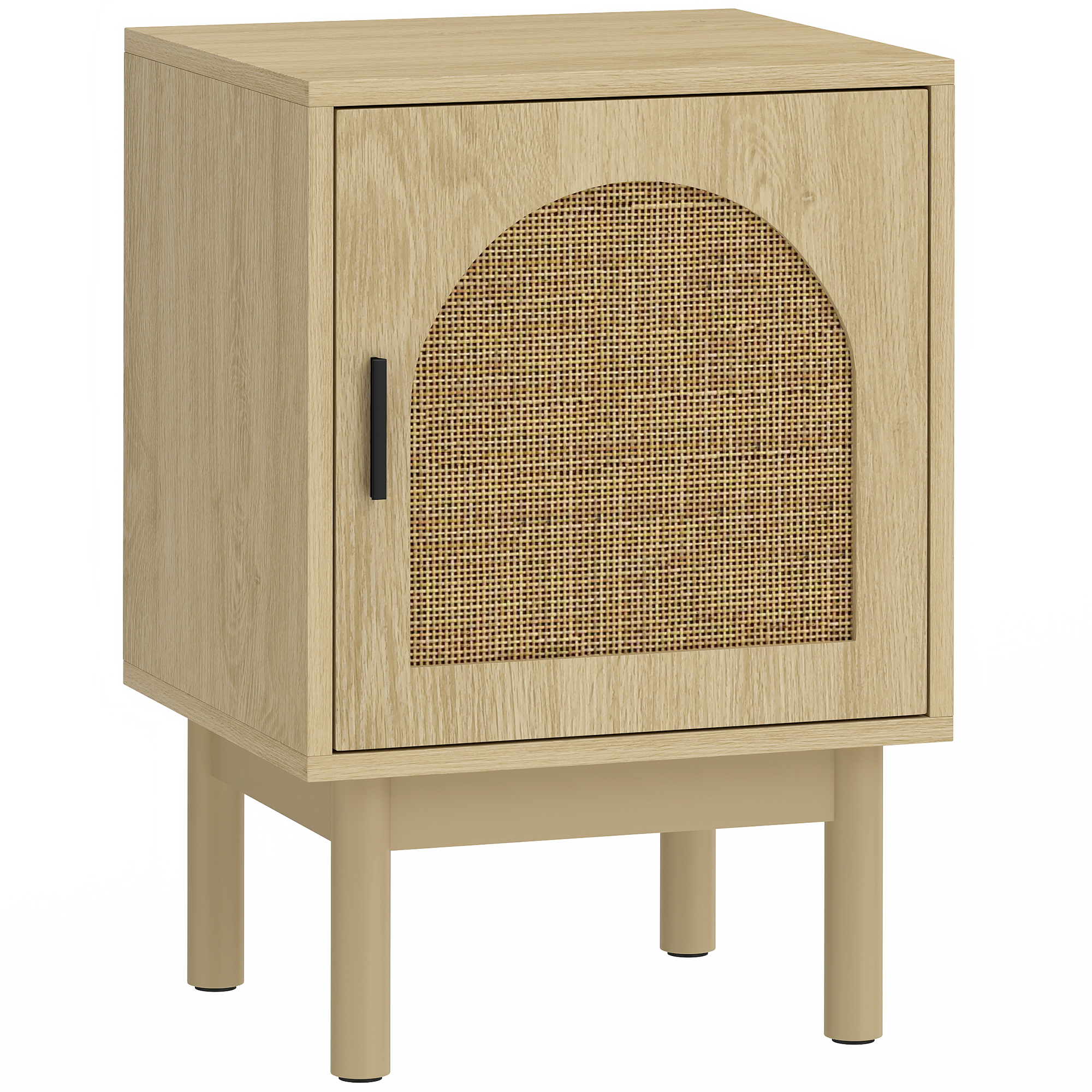 Dalcote Natural Wood Rattan Bedside Table - 40cm