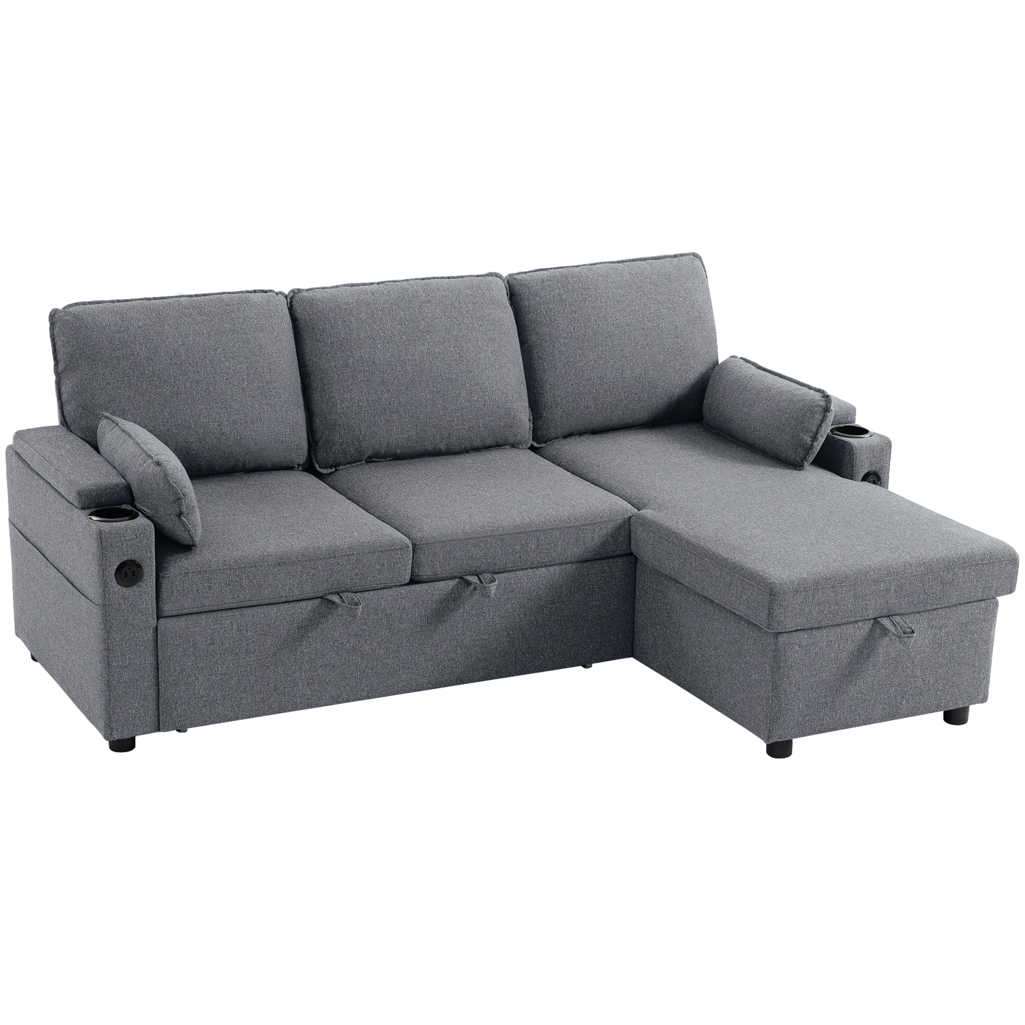Stawold Metal Corner Sofa Bed with Storage - Grey