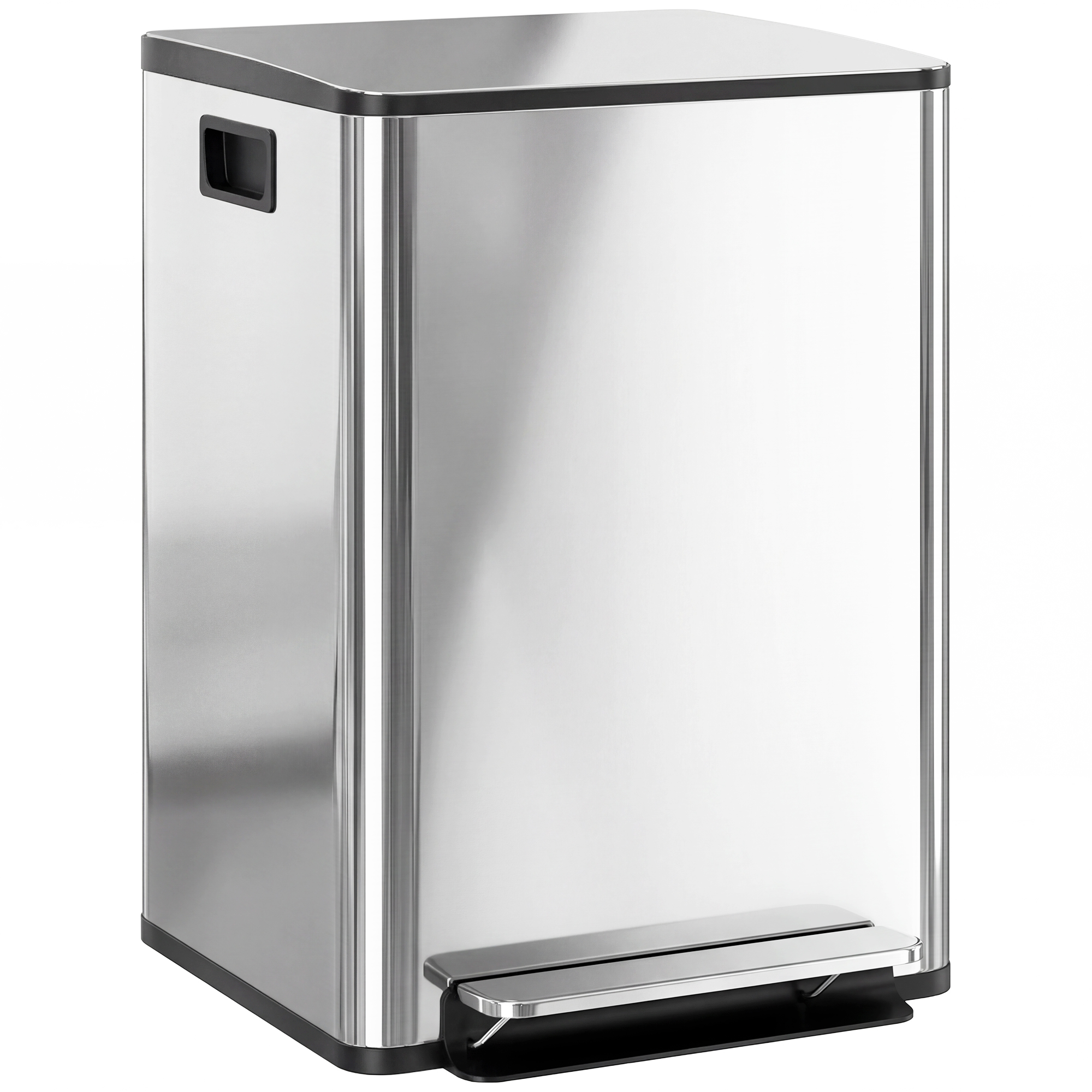 Browold Silver Stainless Steel Dual Compartment Rubbish Bin 40L - 36.7cm