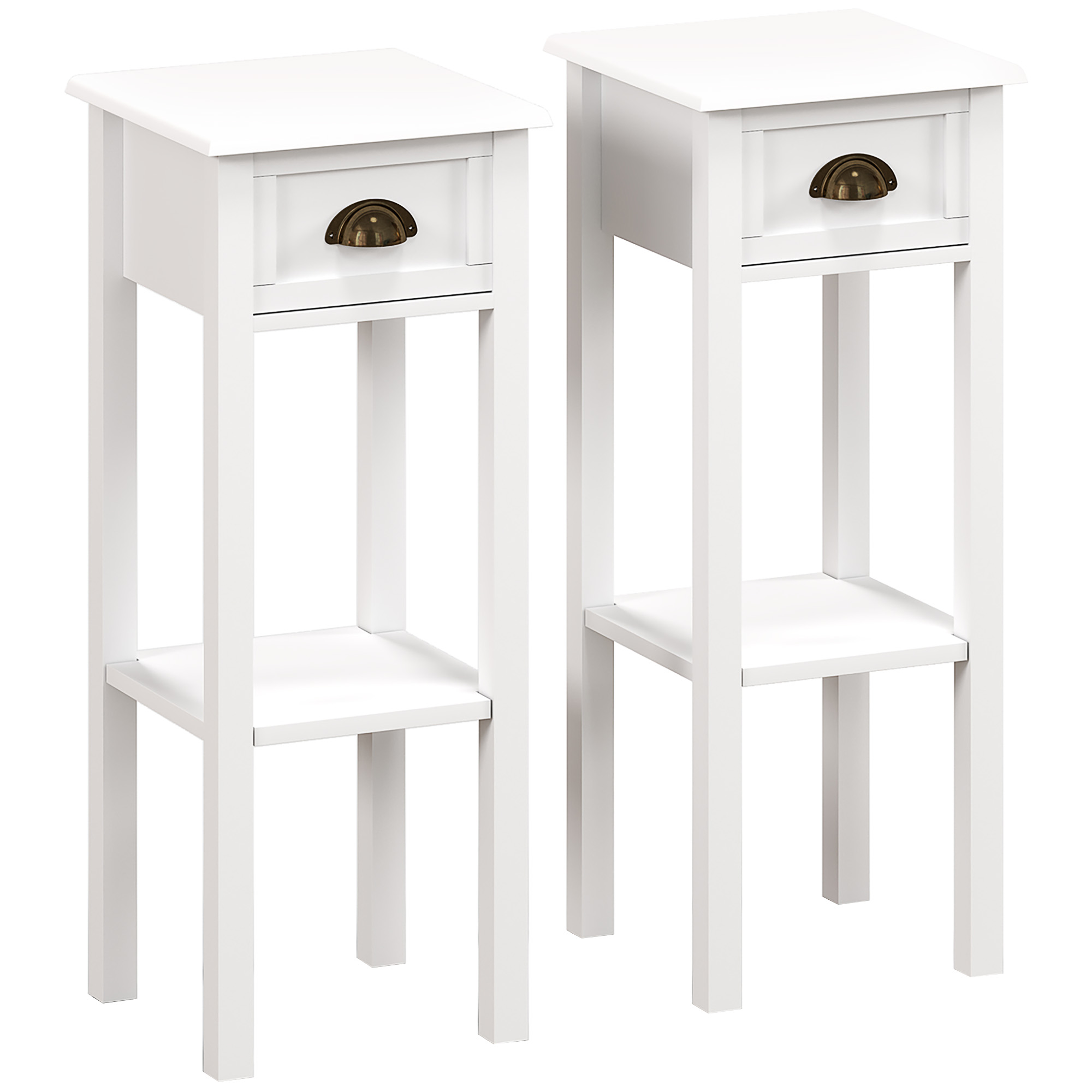 White Bedside Table Set of 2 - 30cm