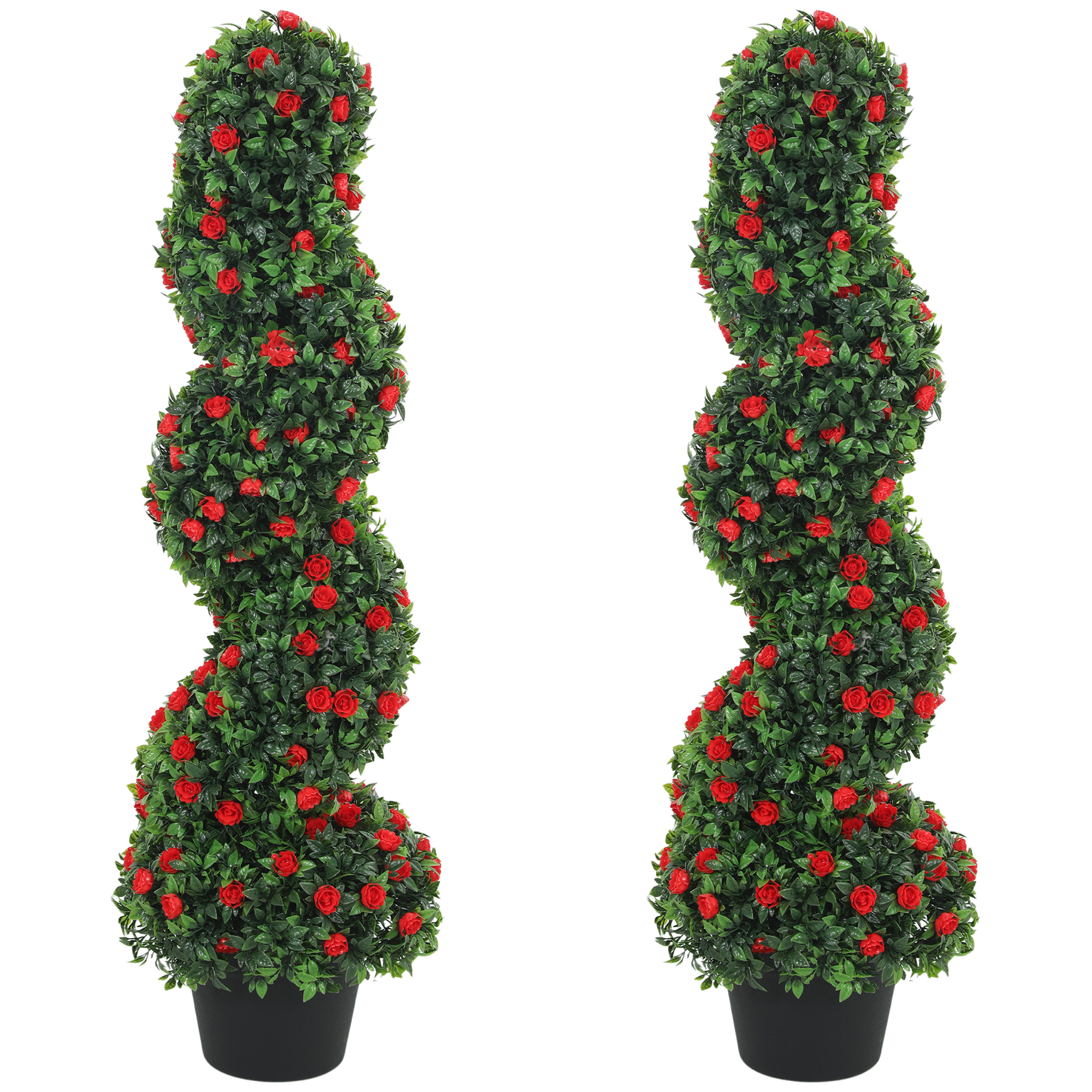 Ivyeth Red Metal Spiral Artificial Plant Set of 2 - 90cm