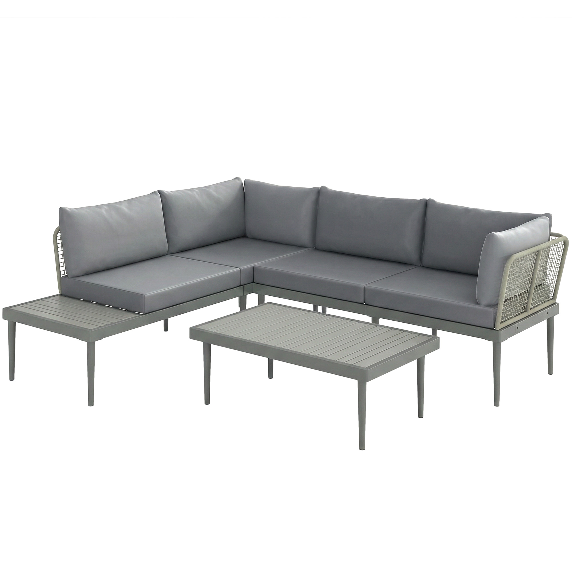 Valant Steel 3 Piece Rattan Corner Sofa Set - Grey