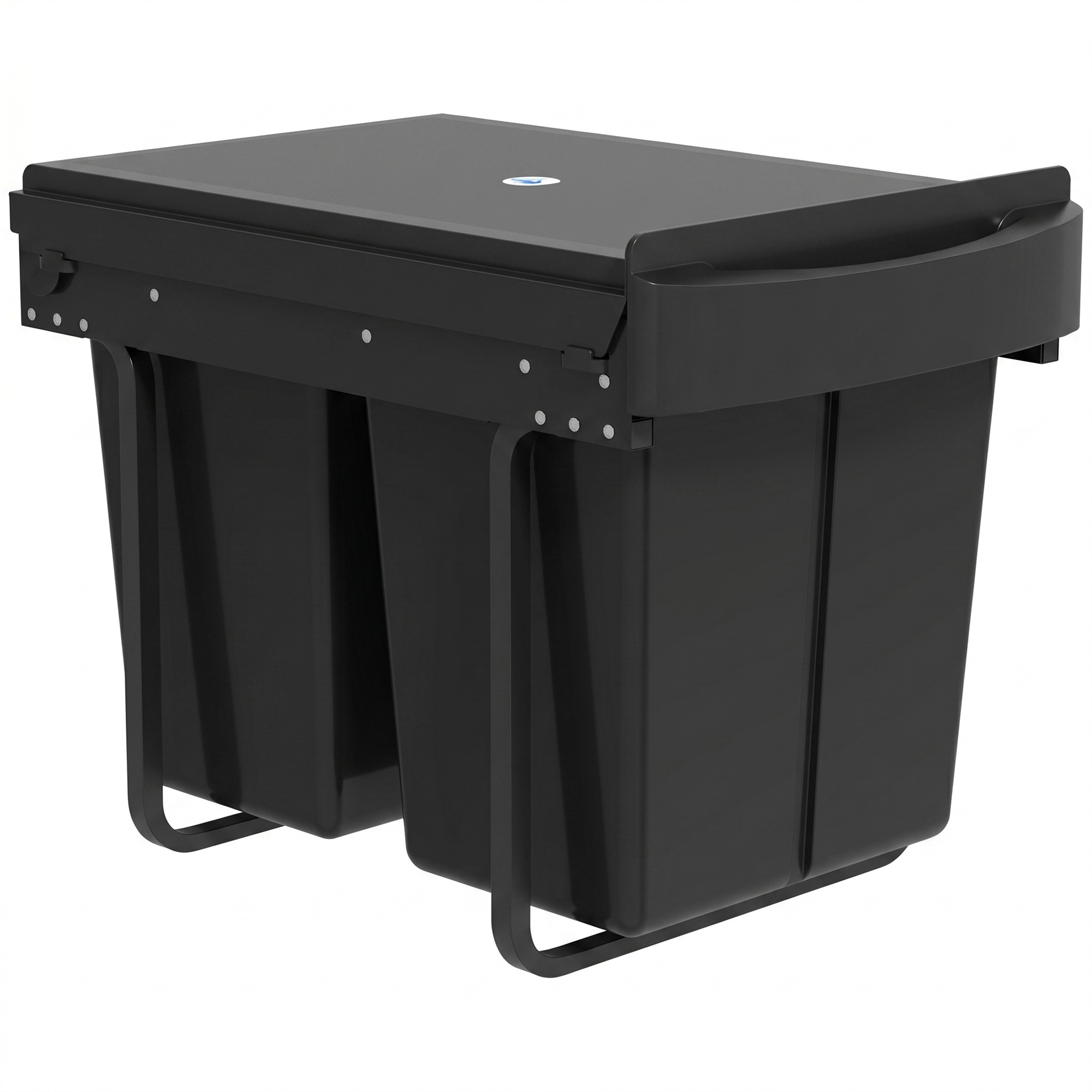 Dalwold Black Steel Kitchen Bin with 2 Removable Compartments - 33.5cm