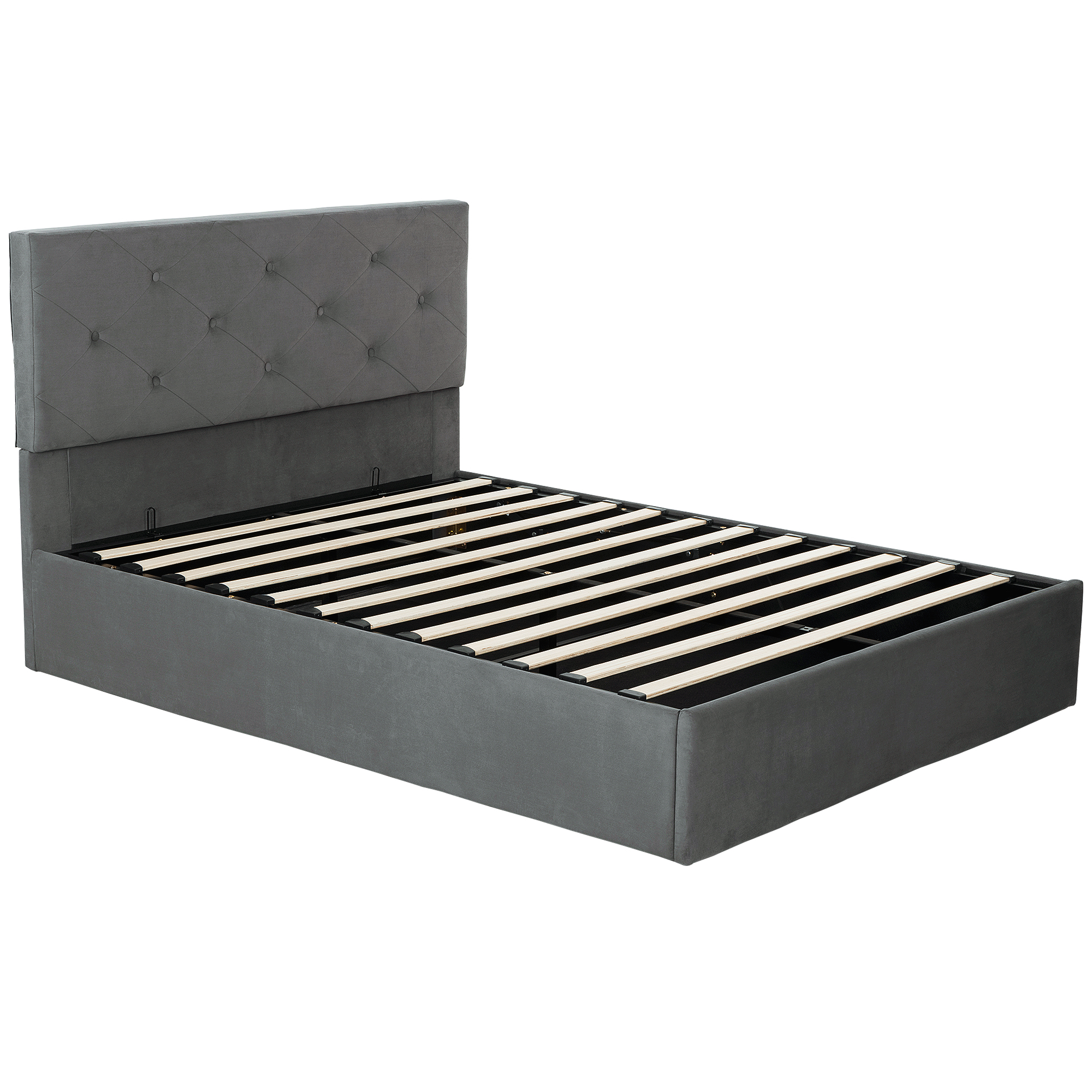 Dorwick Double Ottoman Storage Velvet Bedframe - Dark Grey