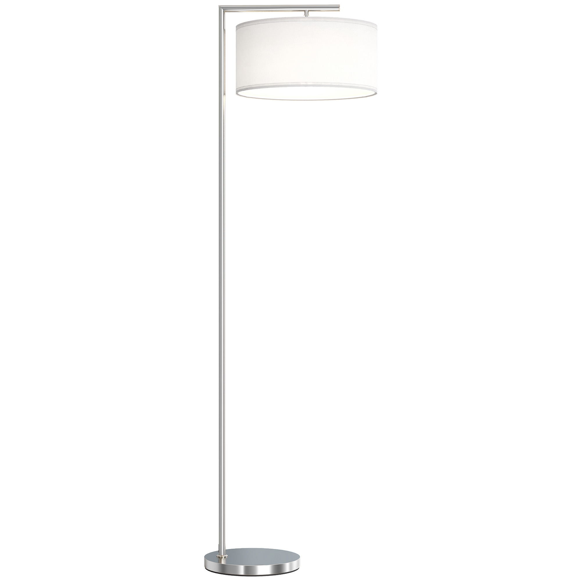 Kenmoor Silver Steel Floor Lamp with Linen Lampshade - 37cm