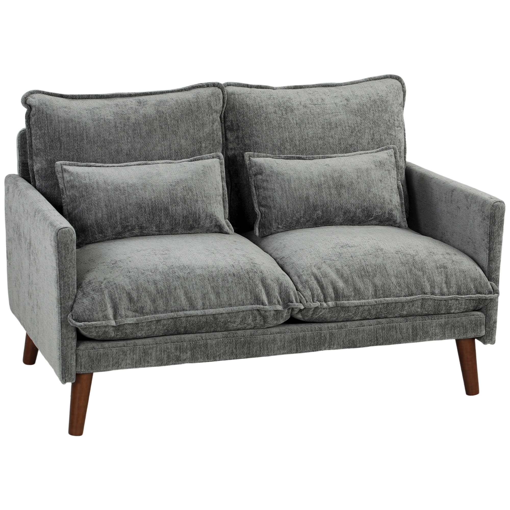 DULWICH 2 Seater Loveseat Sofa with Wide Deep Seat, Spring Cushions and Wood Legs - Grey