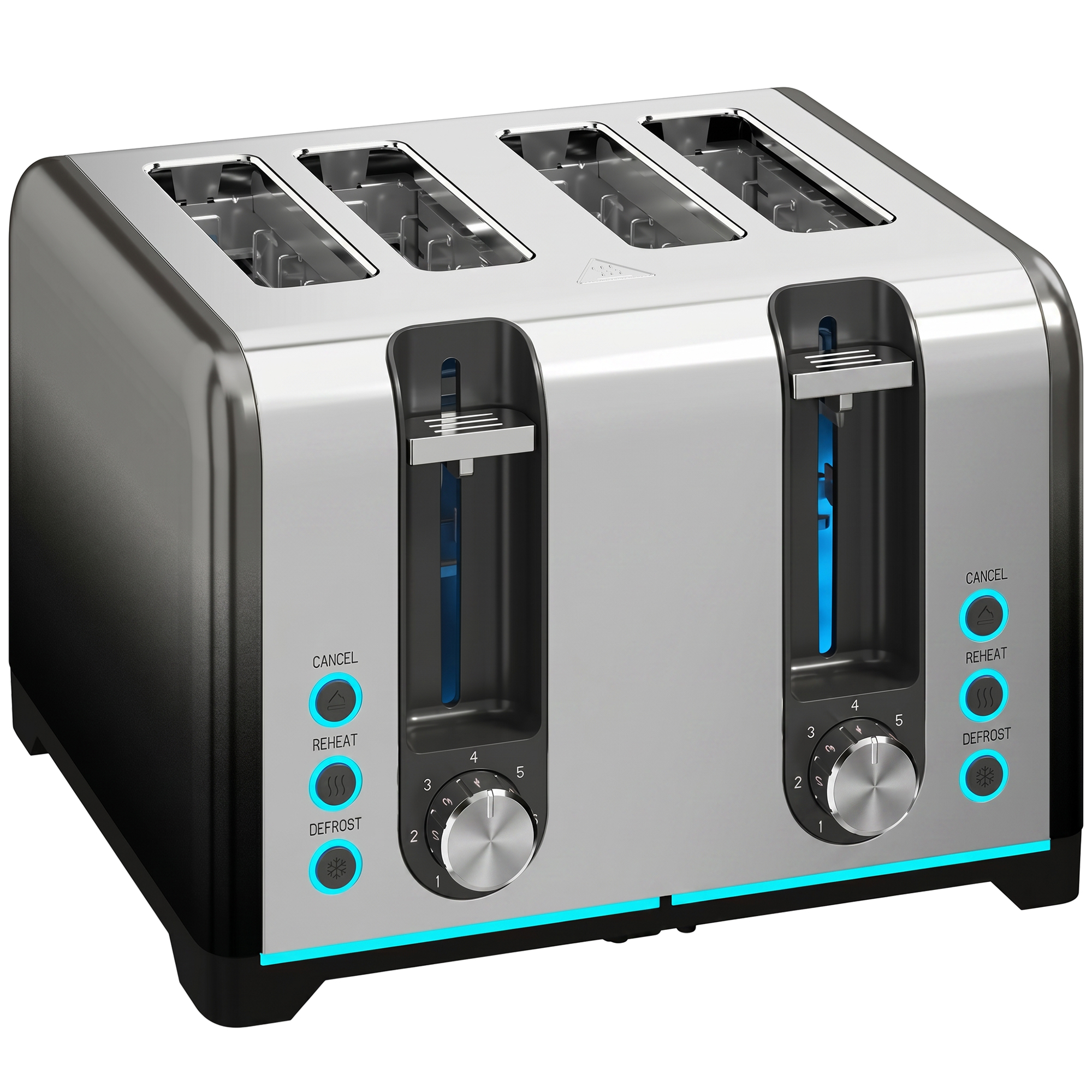 COLWALL 4 Slice Toaster with 7 Browning Levels, Reheat, Defrost and Cancel Functions - Black