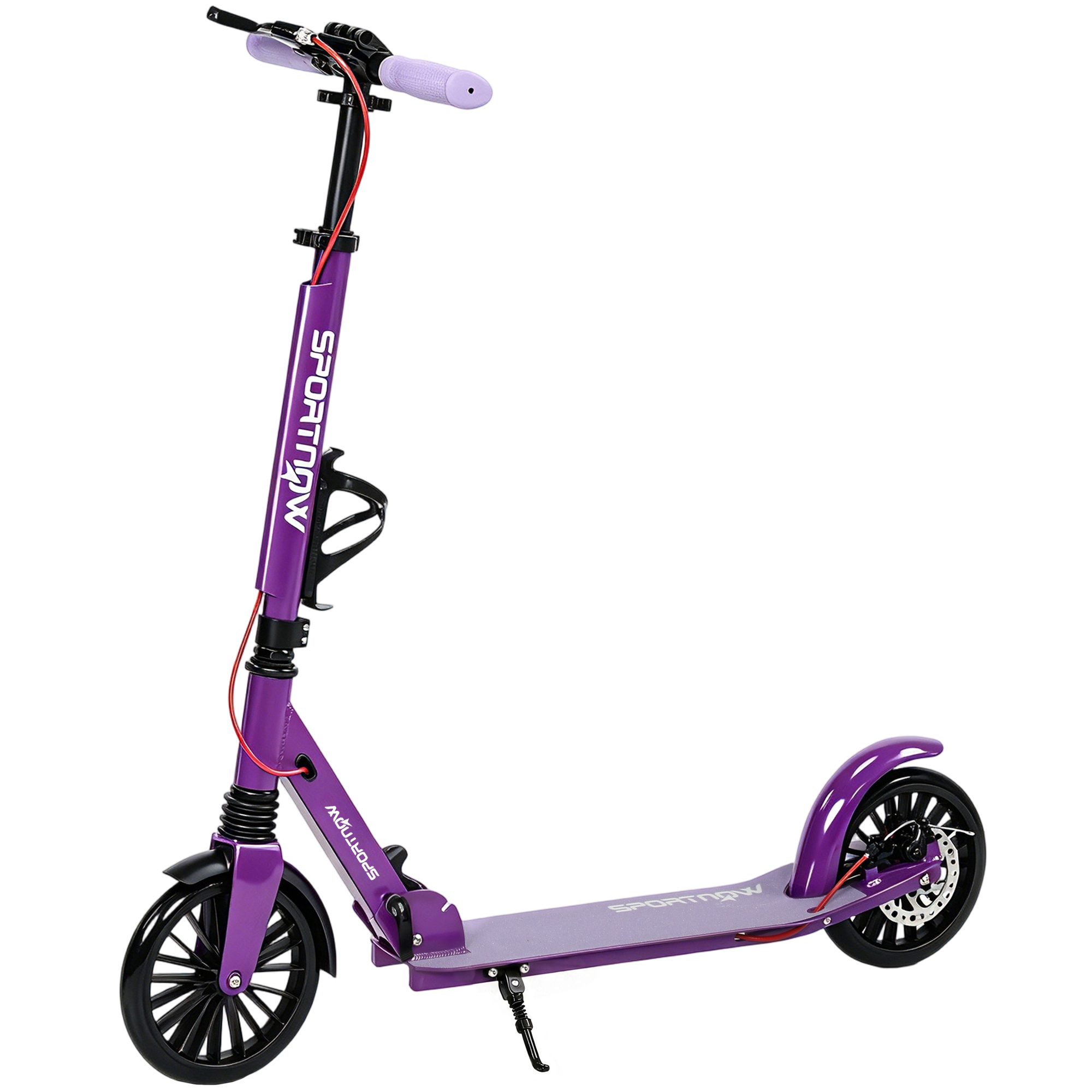 DOWNHAM Foldable Adult Kick Scooter with 200 mm Wheels and Height Adjustable Handlebar - Purple