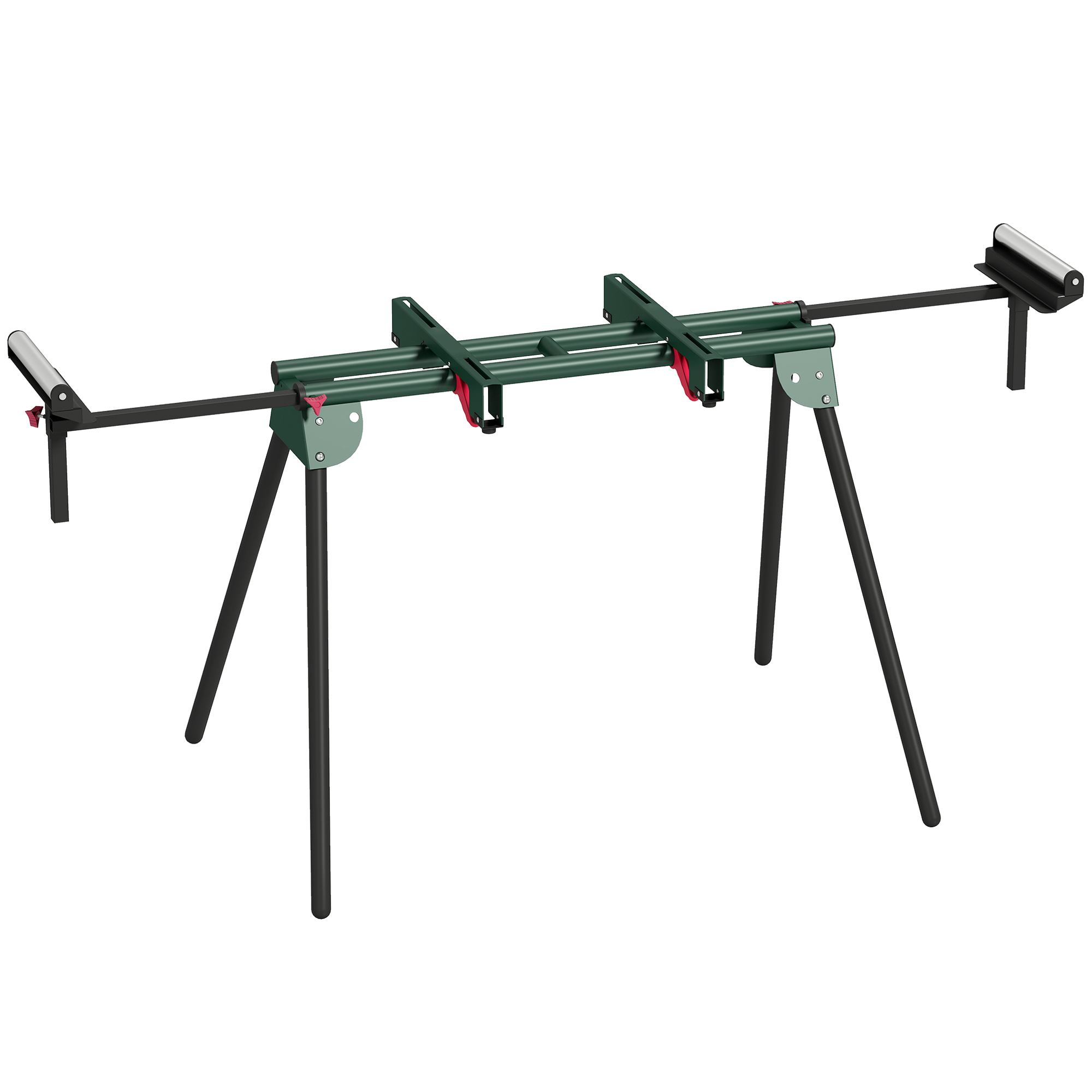 DEVIZES Universal Portable Mitre Saw Stand with Adjustable Rollers, Support Arms and Folding Legs - Green