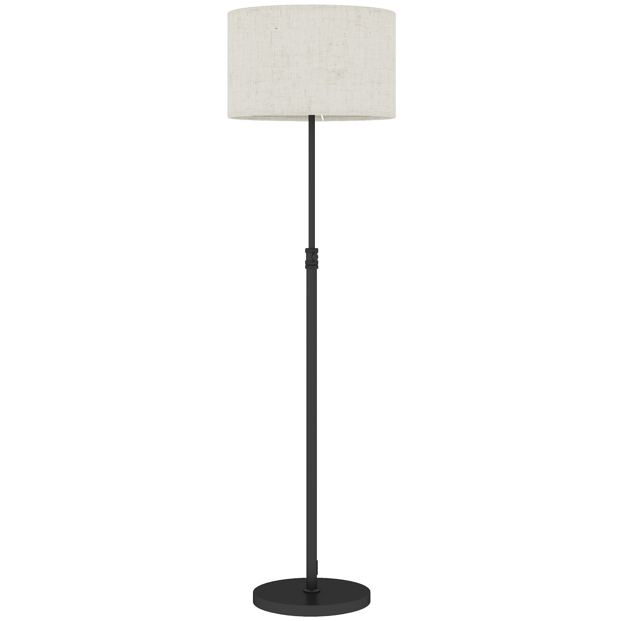 ARVASTYN Height Adjustable Dimmable Floor Lamp with Remote, Linen Shade and Foot Switch - Black and Beige