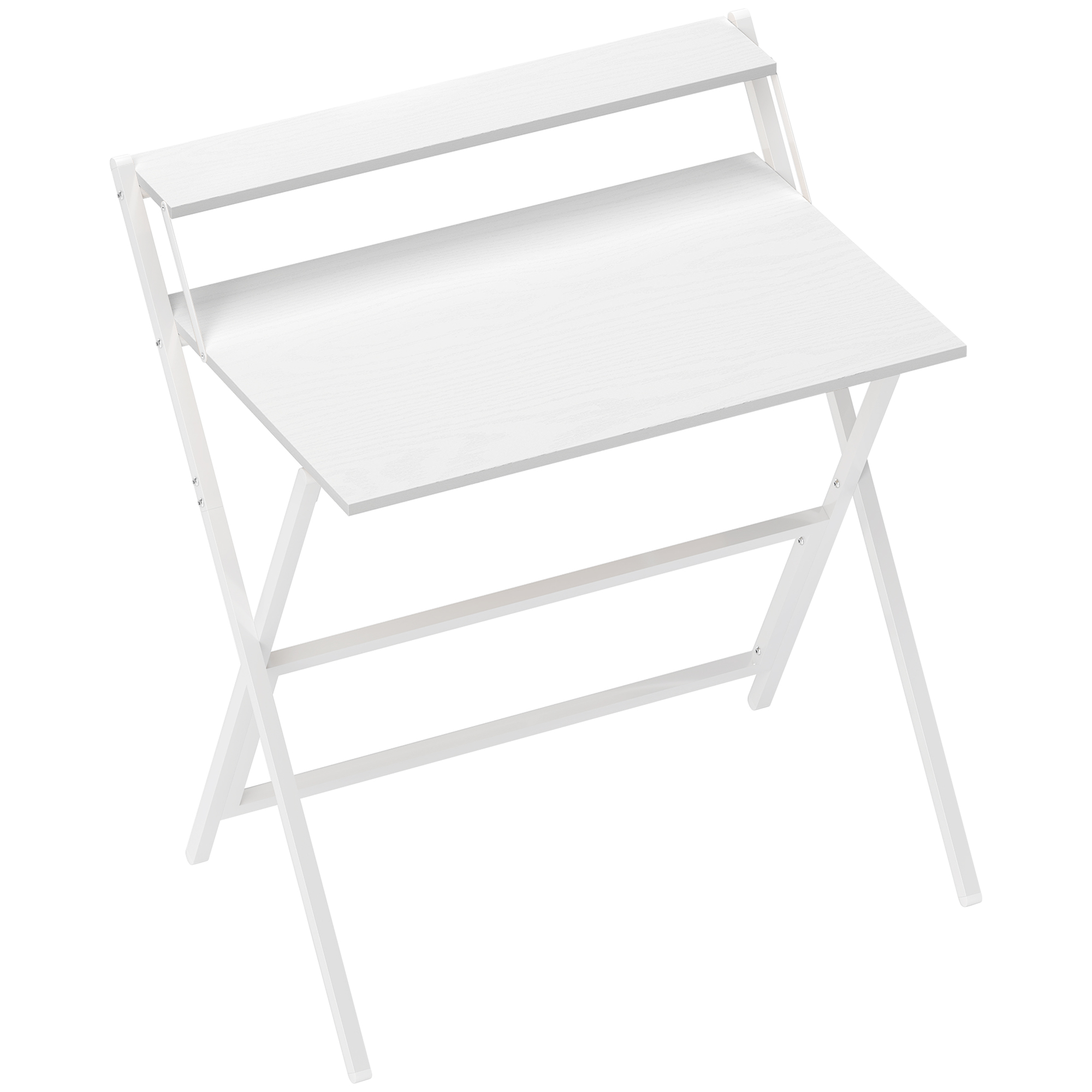 EASTBOURNE 81.5 cm Folding Computer Desk with Raised Monitor Shelf - White