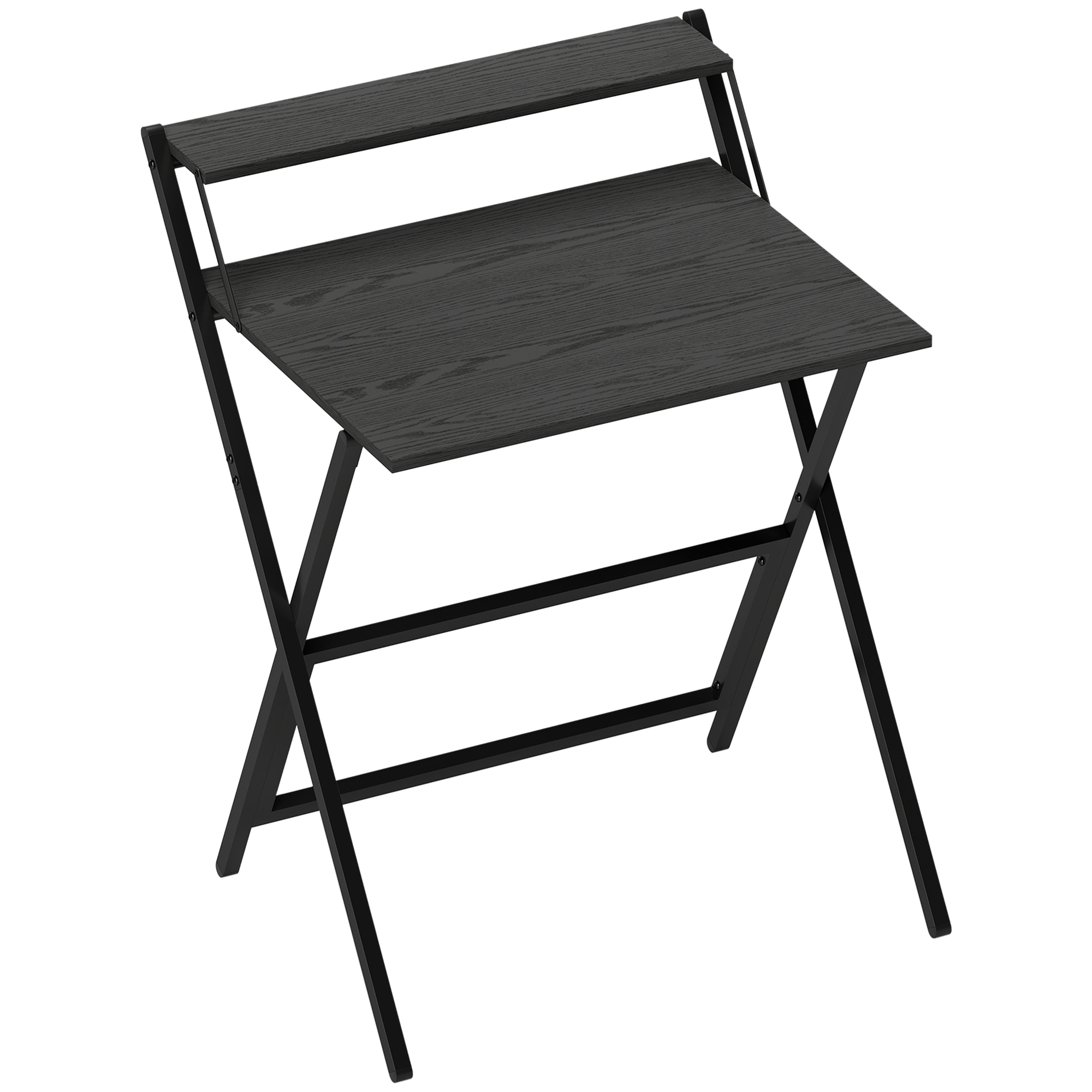 EASTBOURNE 70 cm Folding Computer Desk with Raised Monitor Shelf - Black