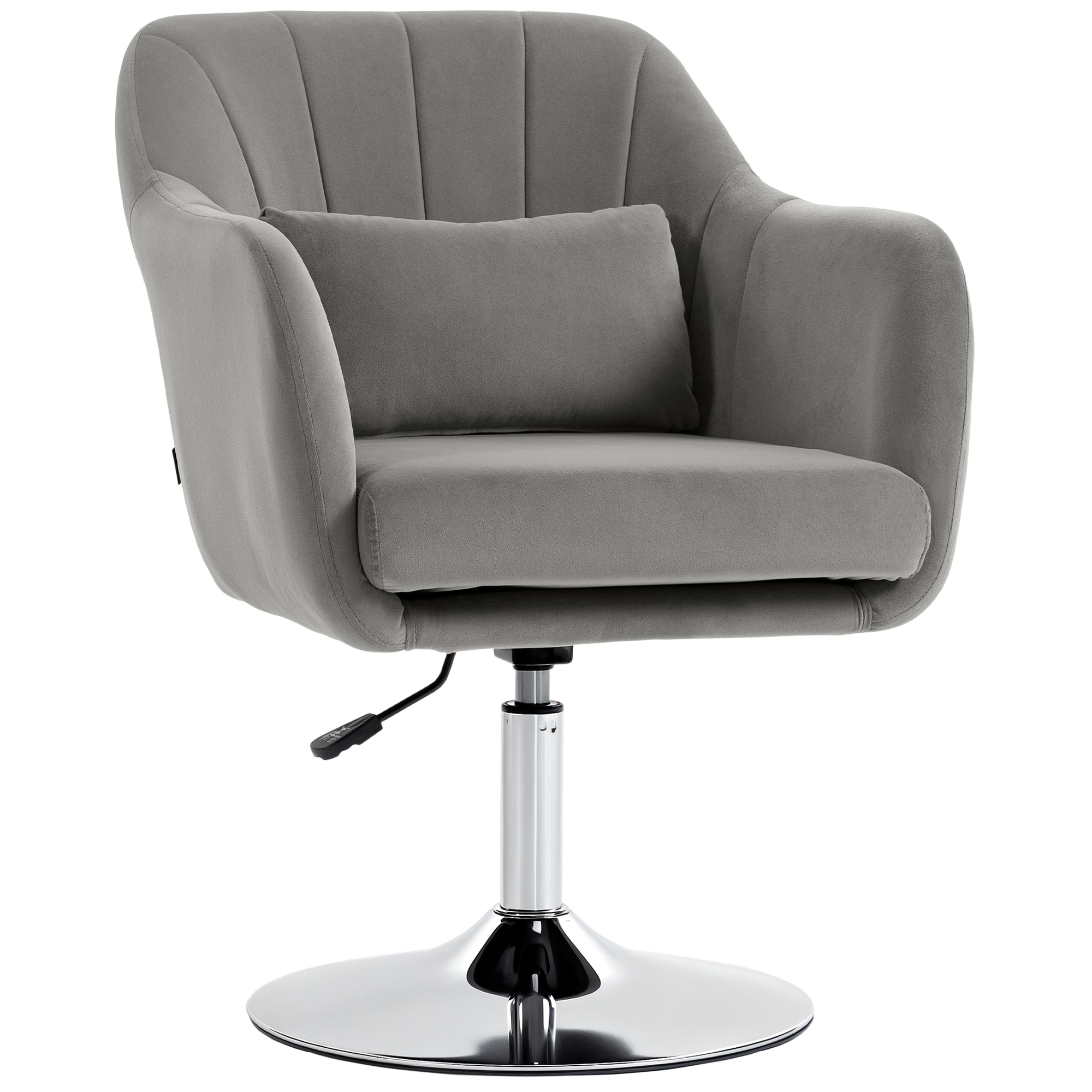 HIGHCLERE Retro Velvet Swivel Tub Chair with Steel Frame and Cushioned Seat - Grey