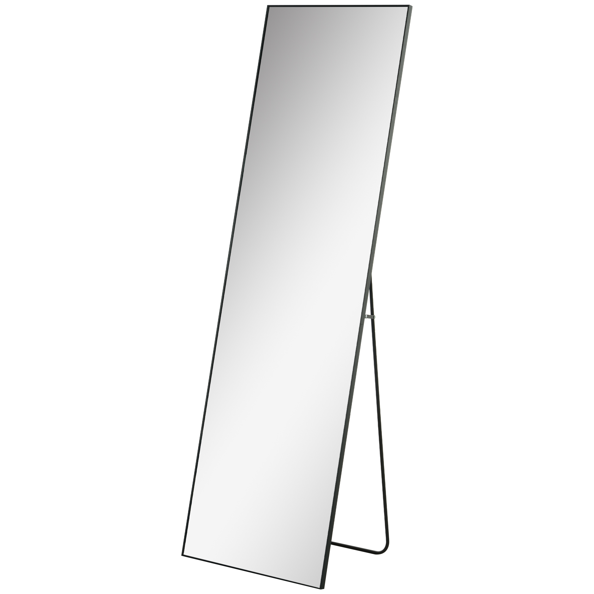 HALSTEAD Full Length Aluminium Framed Mirror for Floor Standing or Wall Hanging - Black