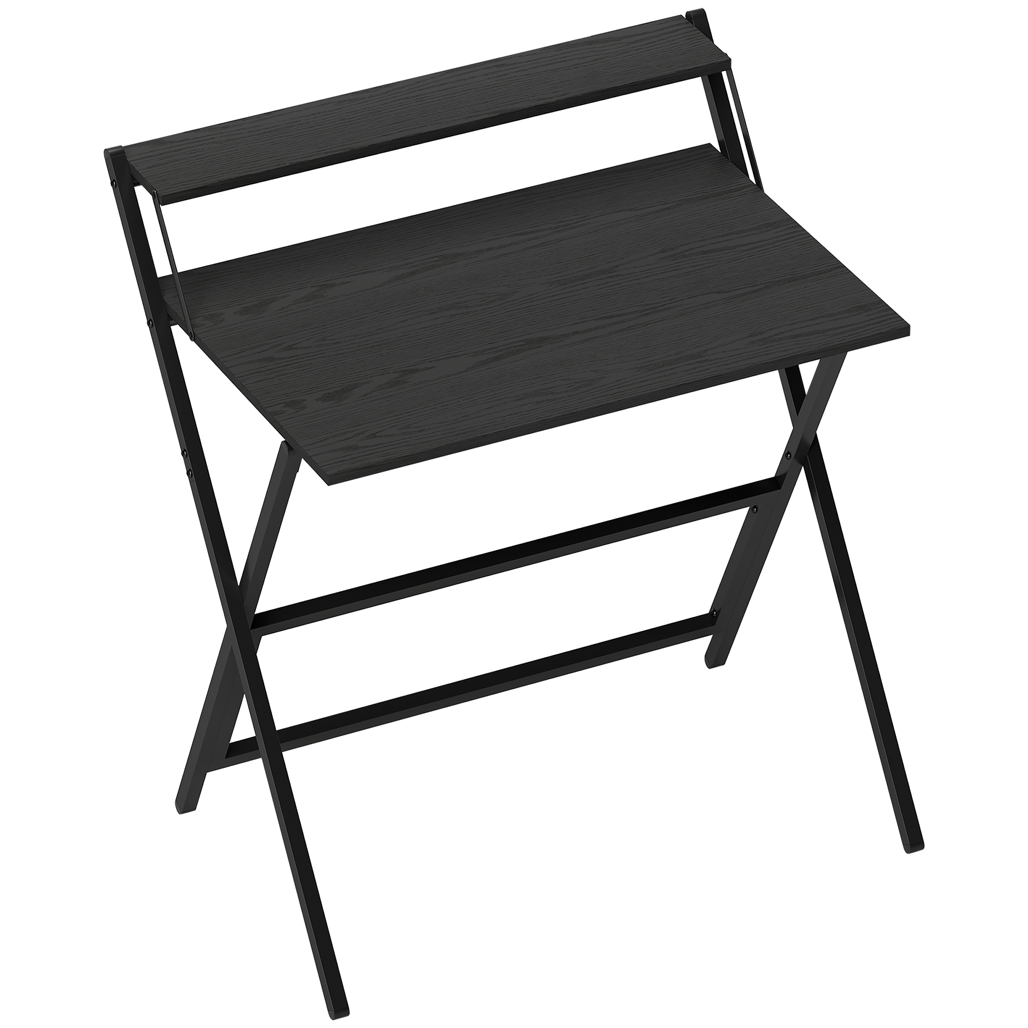 EASTBOURNE 81.5 cm Folding Computer Desk with Raised Monitor Shelf - Black
