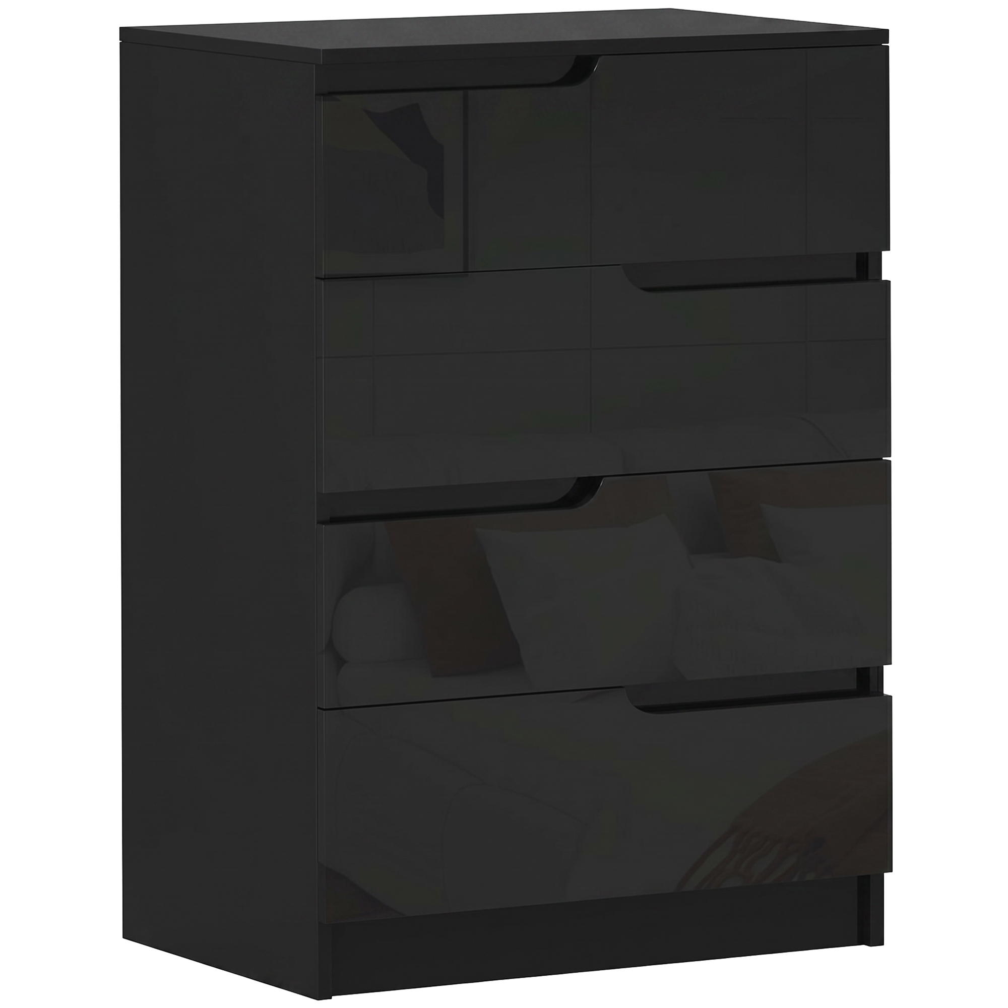 HERNE Black Chest of Drawers - Medium-sized, 4 Drawers