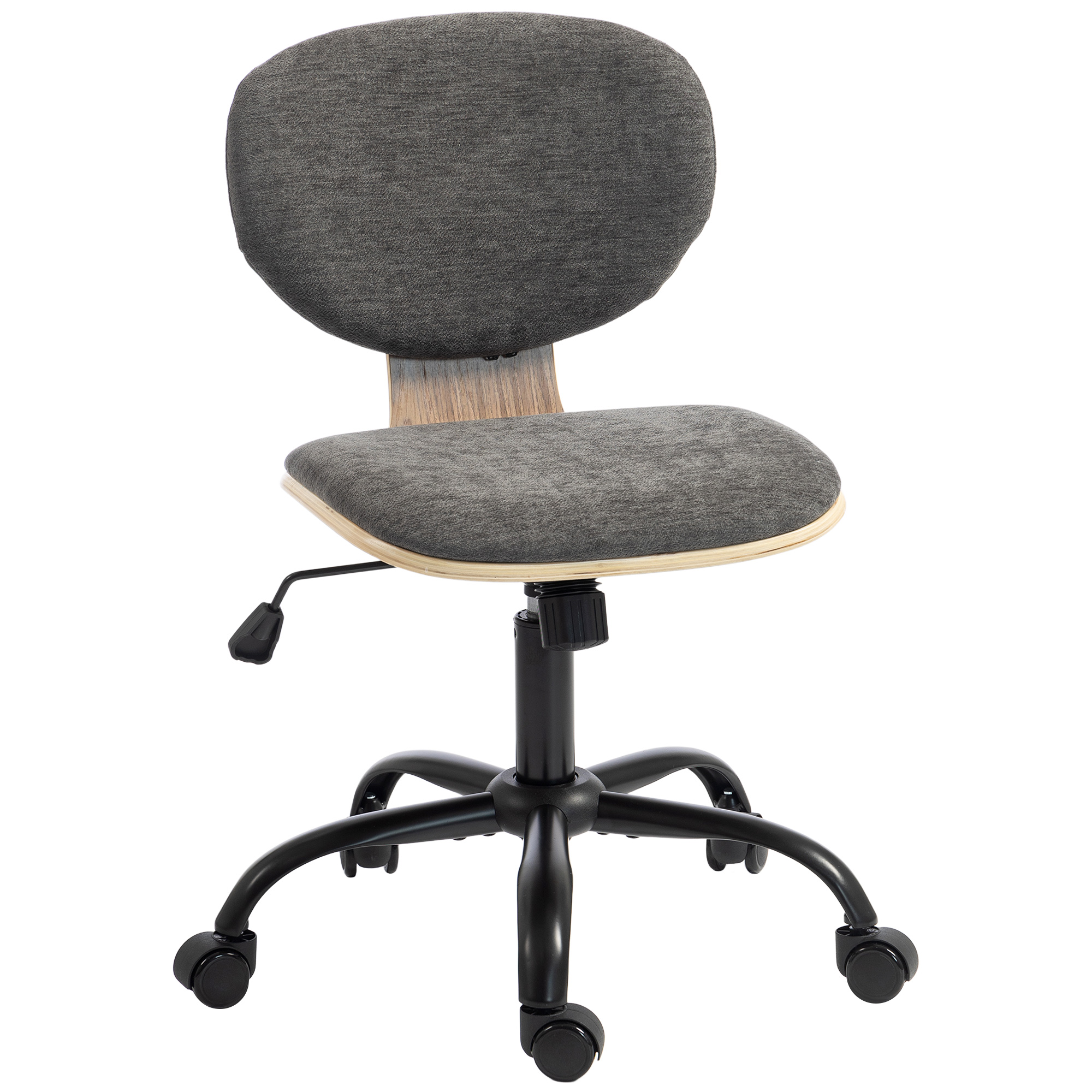 LEIGHTON Ergonomic Swivel Home Office Chair with Rocking Function and PU Wheels - Grey and Black