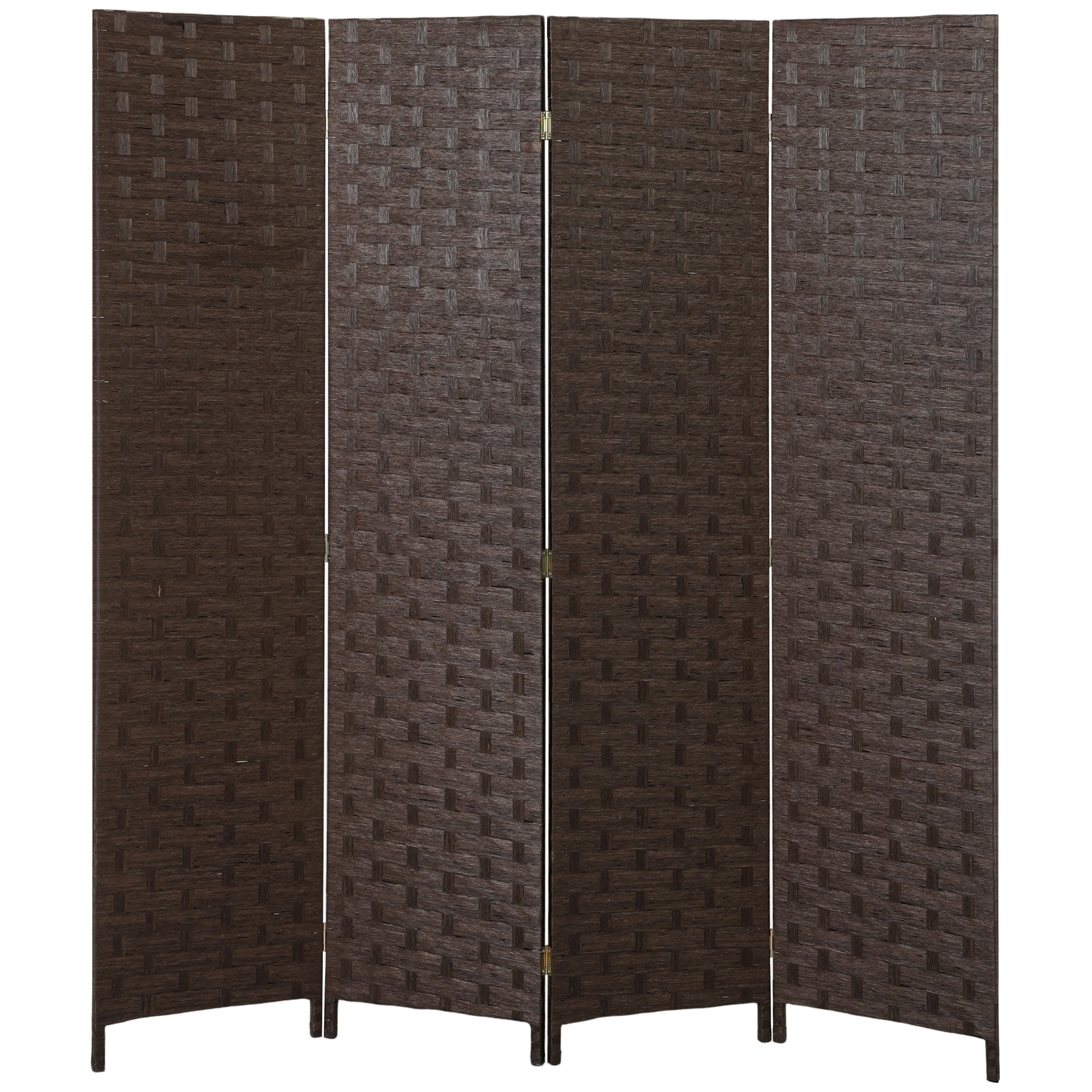 SAFFRON Wave Fibre Freestanding Folding Room Divider and Privacy Screen - Dark Brown