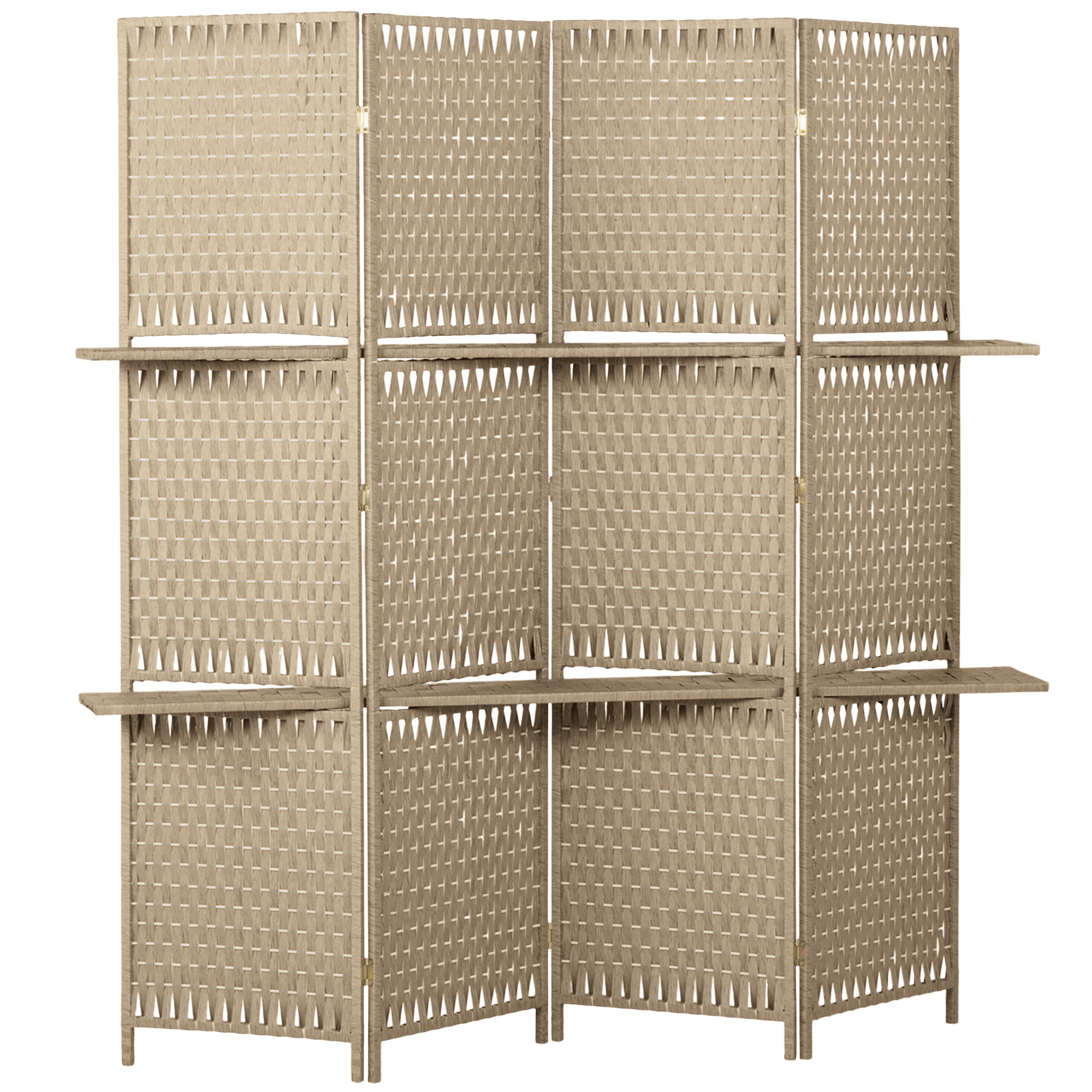 DURHAM Wave Fibre Freestanding Folding Room Divider and Privacy Screen - Natural Wood Finish