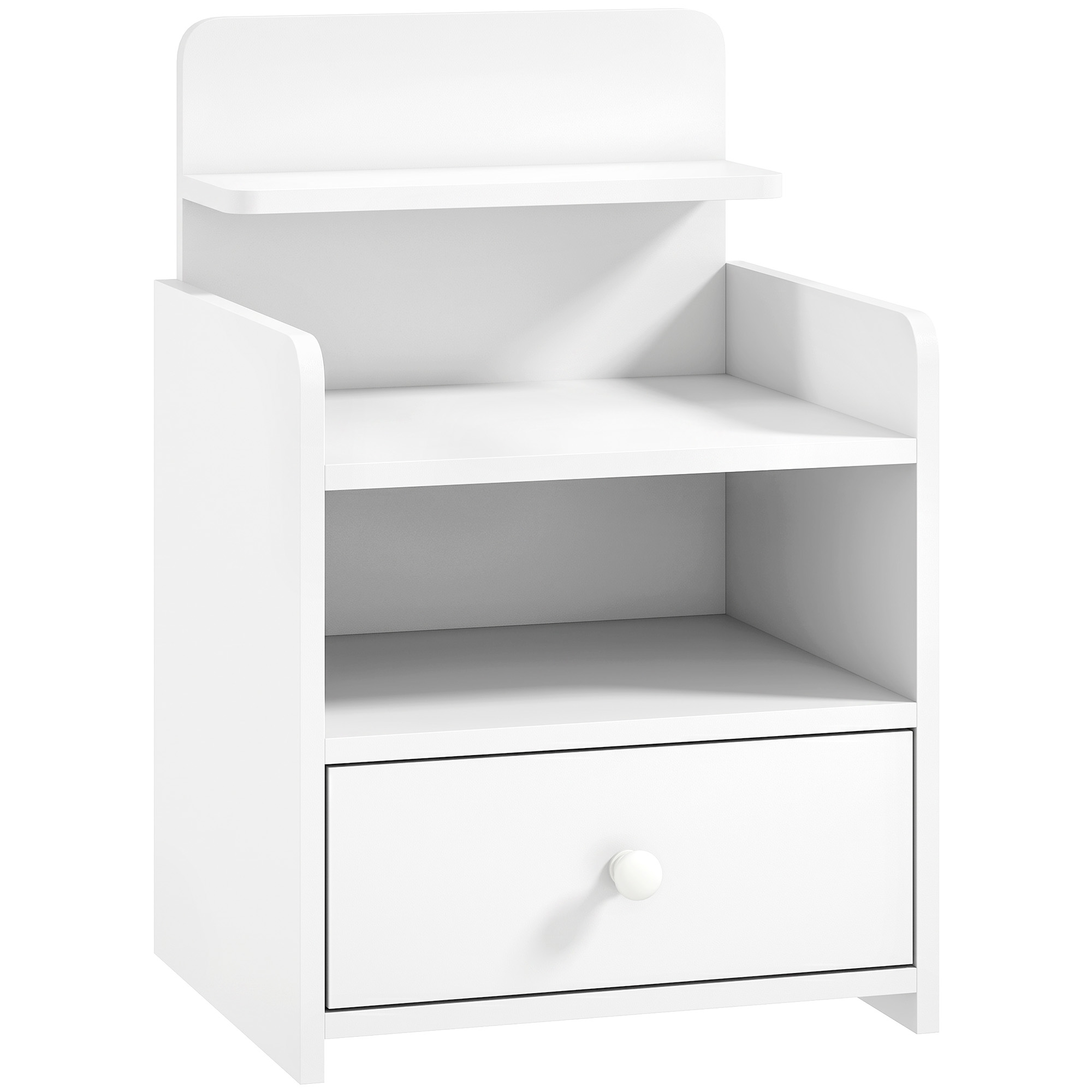 SPILSBY Bedside Table with Drawer and Open Shelf for Bedroom or Living Room - White