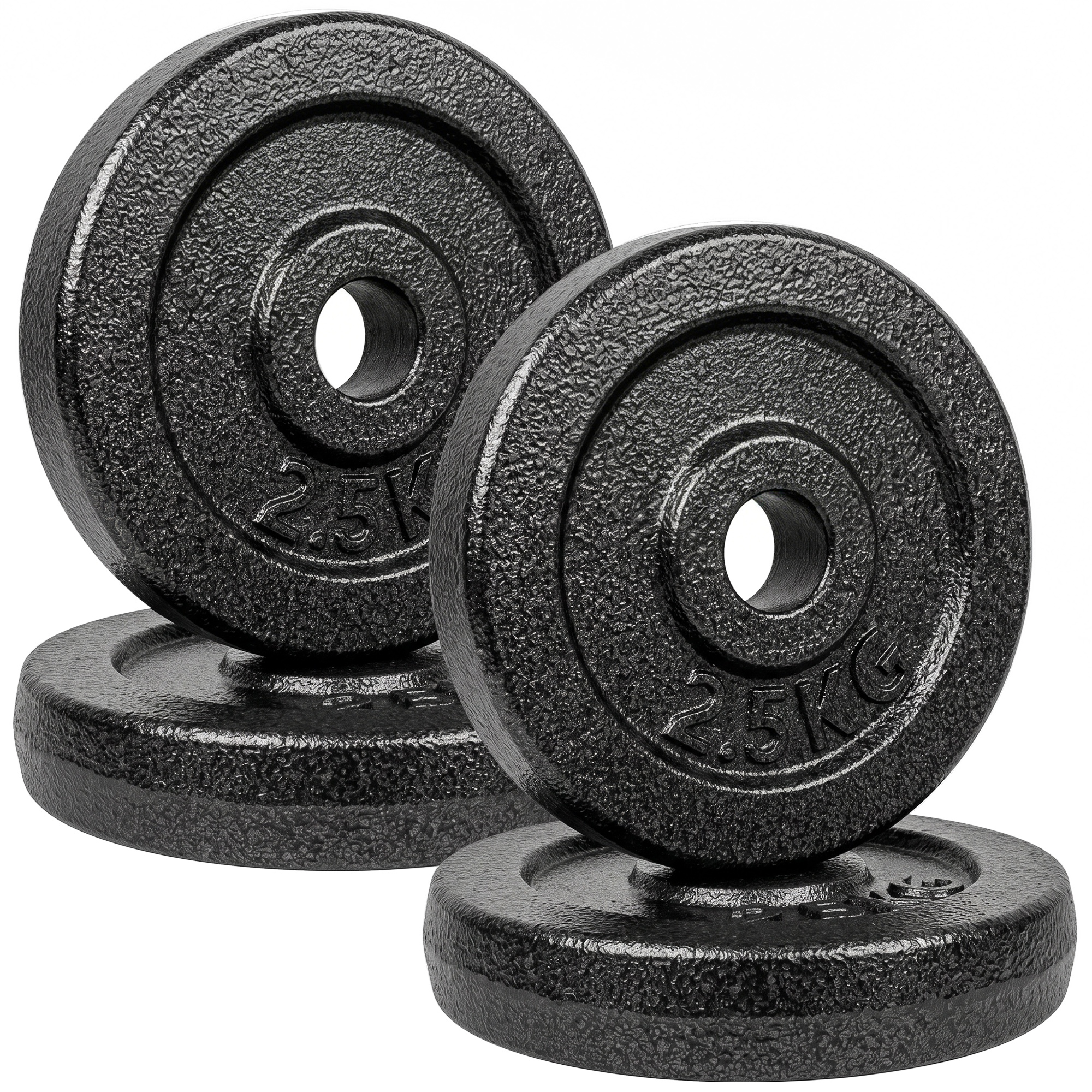 KINGSTON Set of 4 2.5 kg Metal Weight Plates with 1 Inch Bore for Dumbbells and Barbells - Grey
