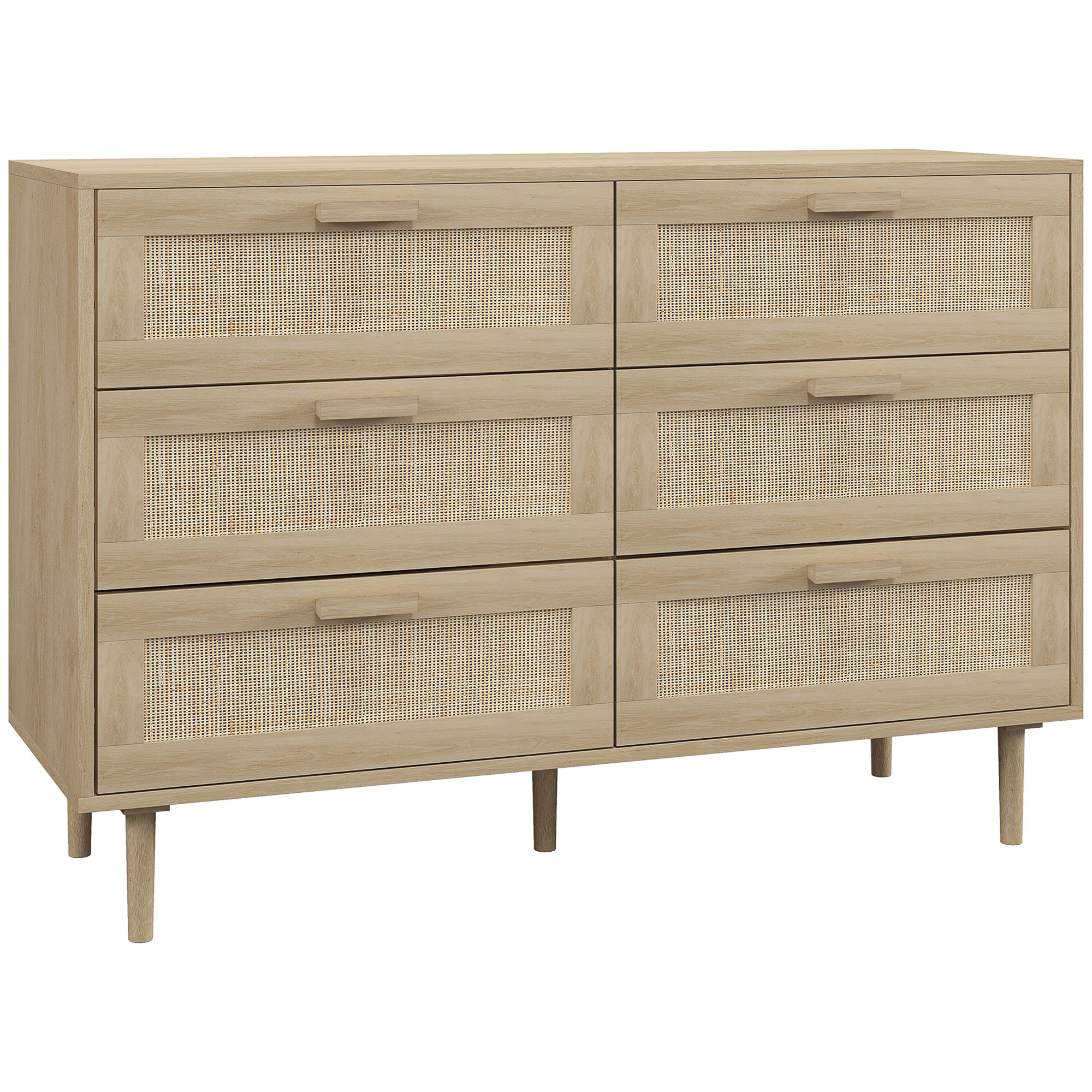 BEVERLEY Light Oak Finish Chest of Drawers - Large-sized, Double, 6 Drawers