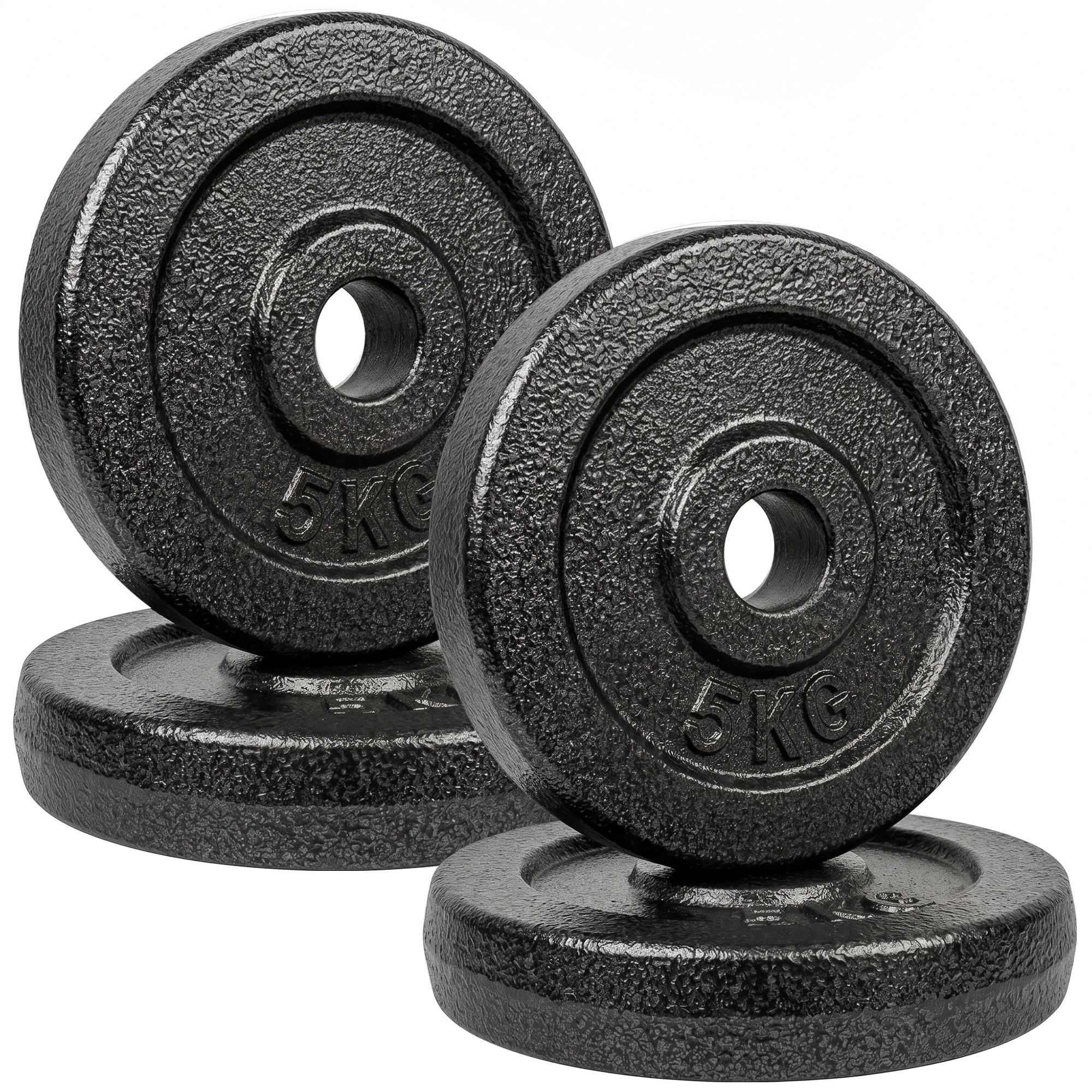 KINGSTON Set of 4 5 kg Metal Weight Plates with 1 Inch Bore for Dumbbells and Barbells - Grey