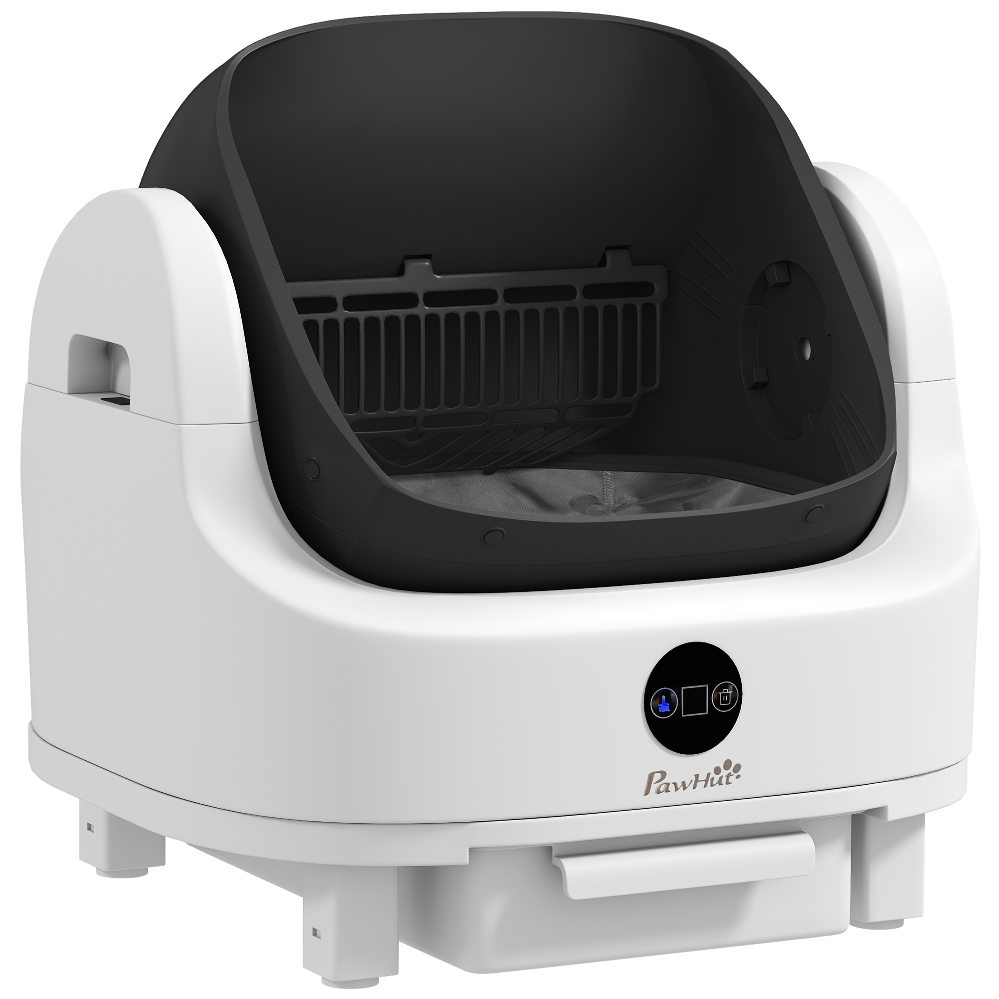 KERSEY Automatic Self Cleaning Cat Litter Tray with Top Opening and Safety Protection - White and Black