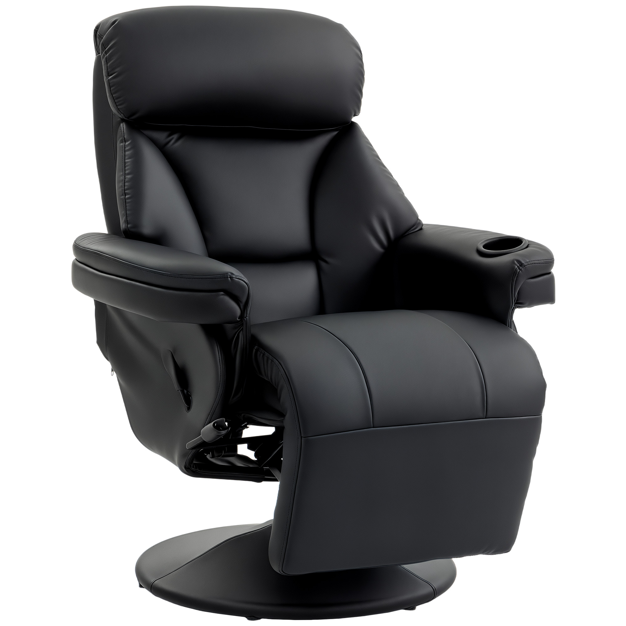 GARLEN Upholstered Manual Recliner Armchair with Footrest and Adjustable Backrest - Black
