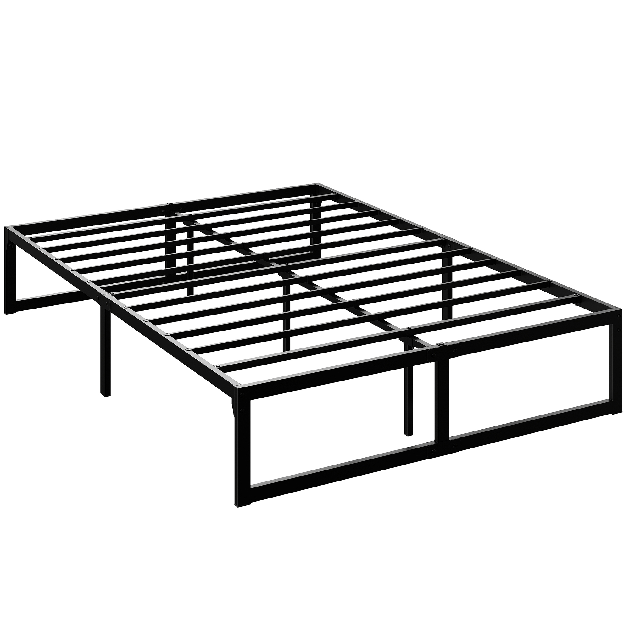 KINGSCLERE Double Metal Bedframe with Steel Slats and 32.5 cm Underbed Storage - Black