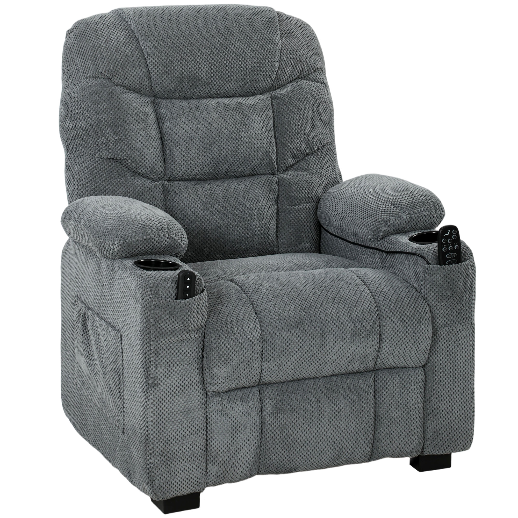 STUDLEY Power Recliner Armchair with Massage, Heat, Memory Function and Quiet Motor - Dark Grey and Black